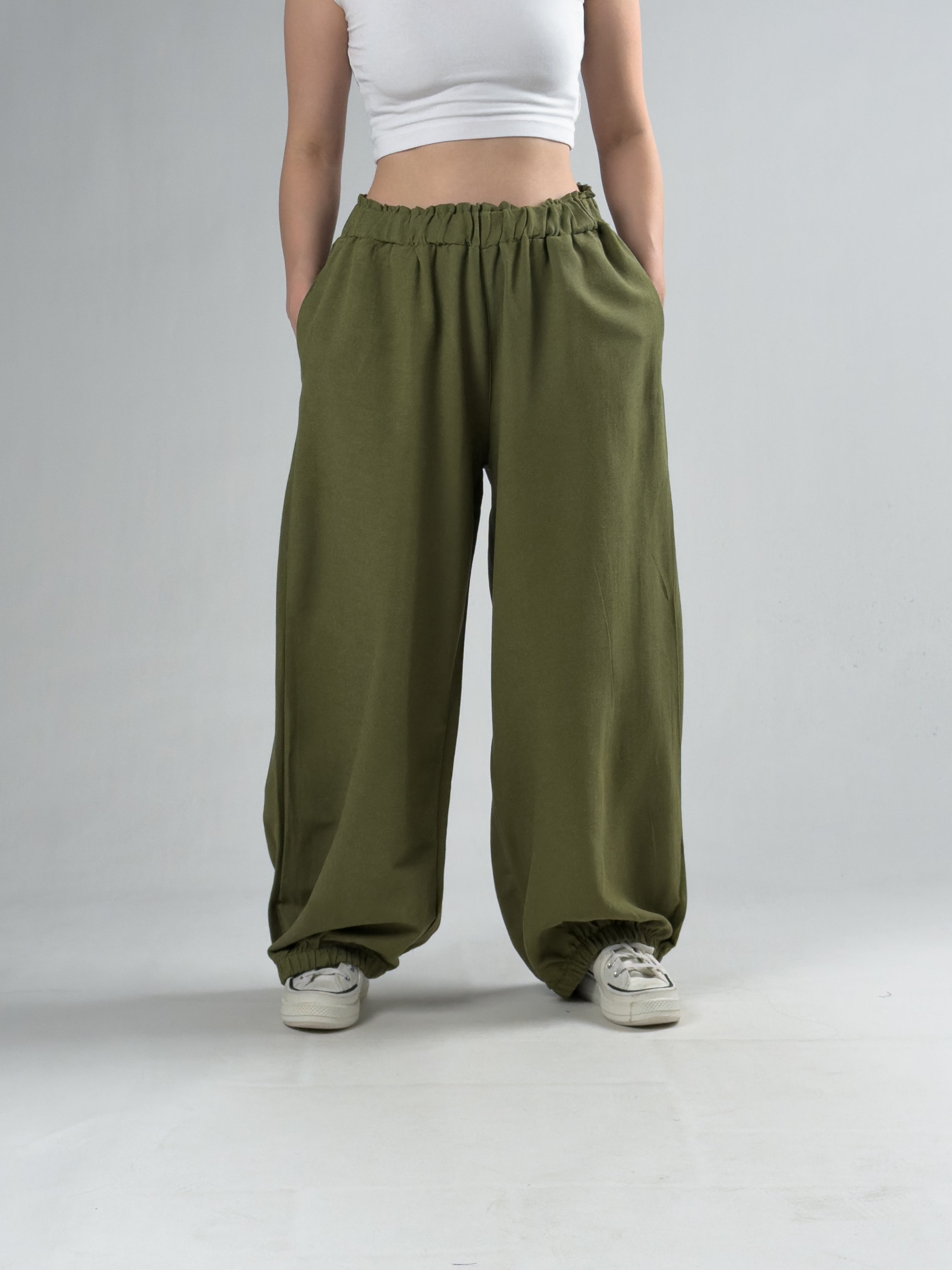 Haki Kadın Oversize Pantolon COC3176