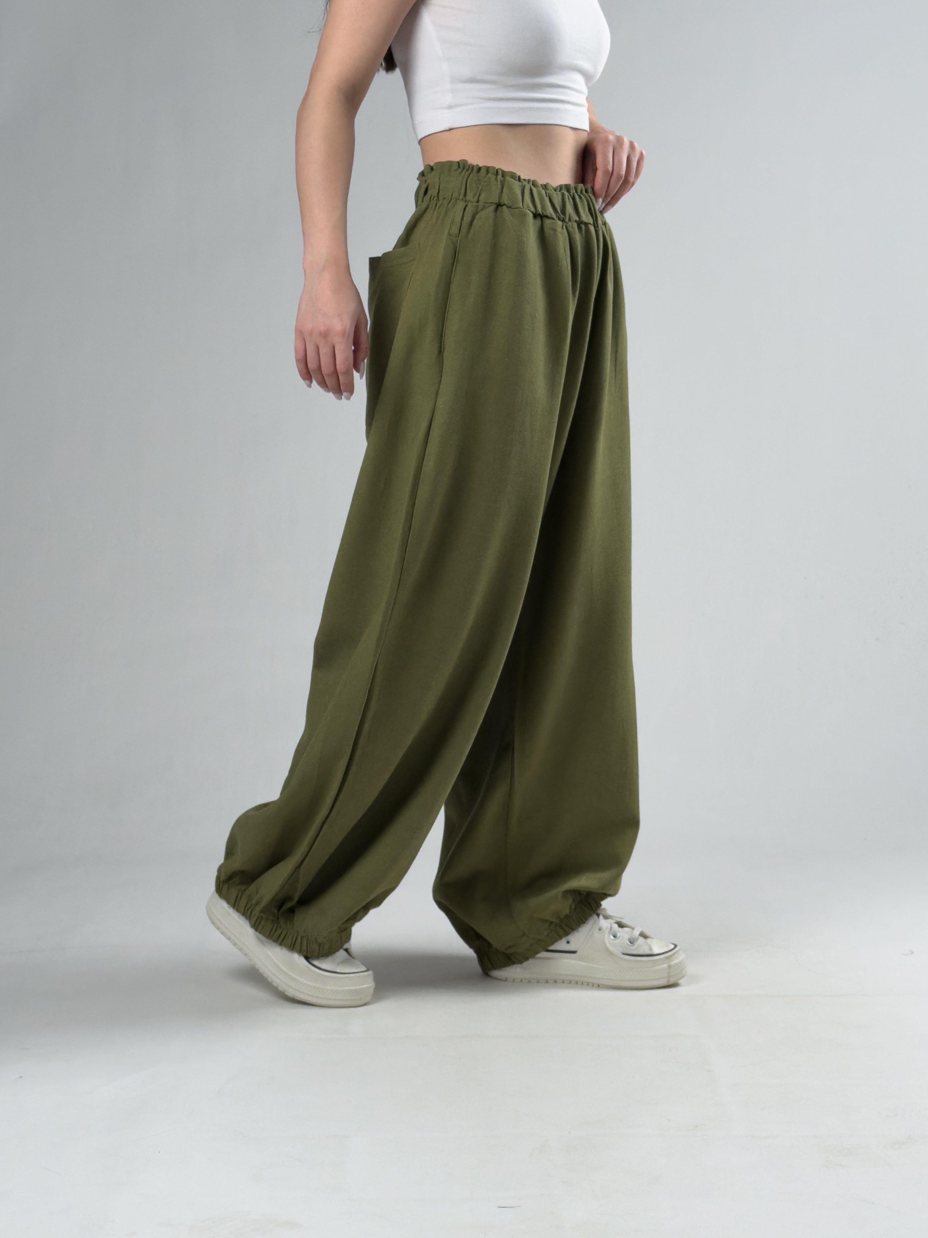 Haki Kadın Oversize Pantolon COC3176