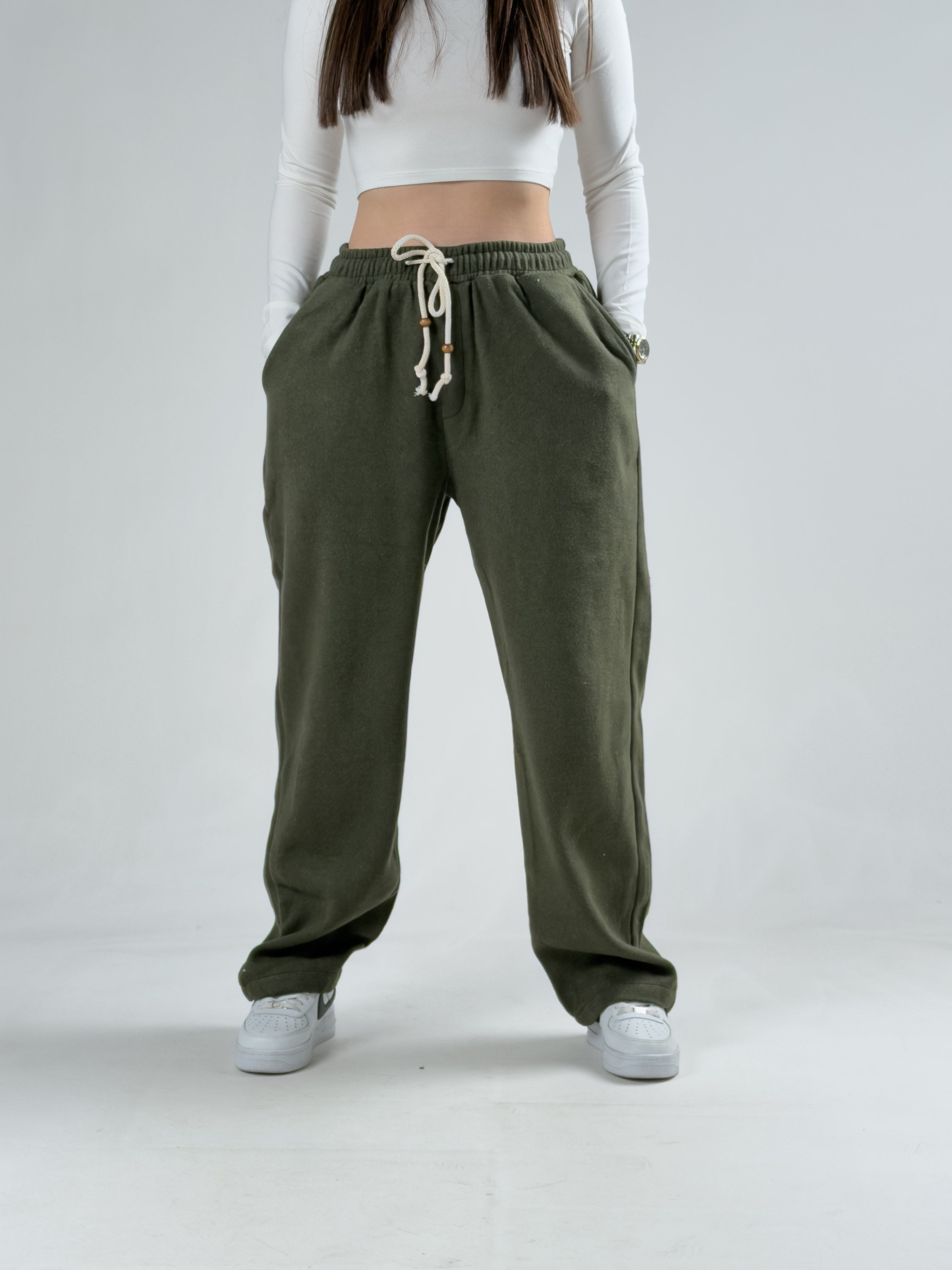 Haki Kaşe Kadın Baggy Pantolon COCK0018
