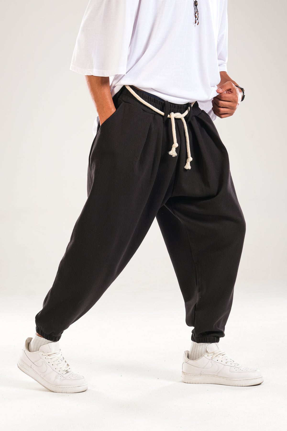 Halat Kemerli Pileli Jogger Pantolon COC1130