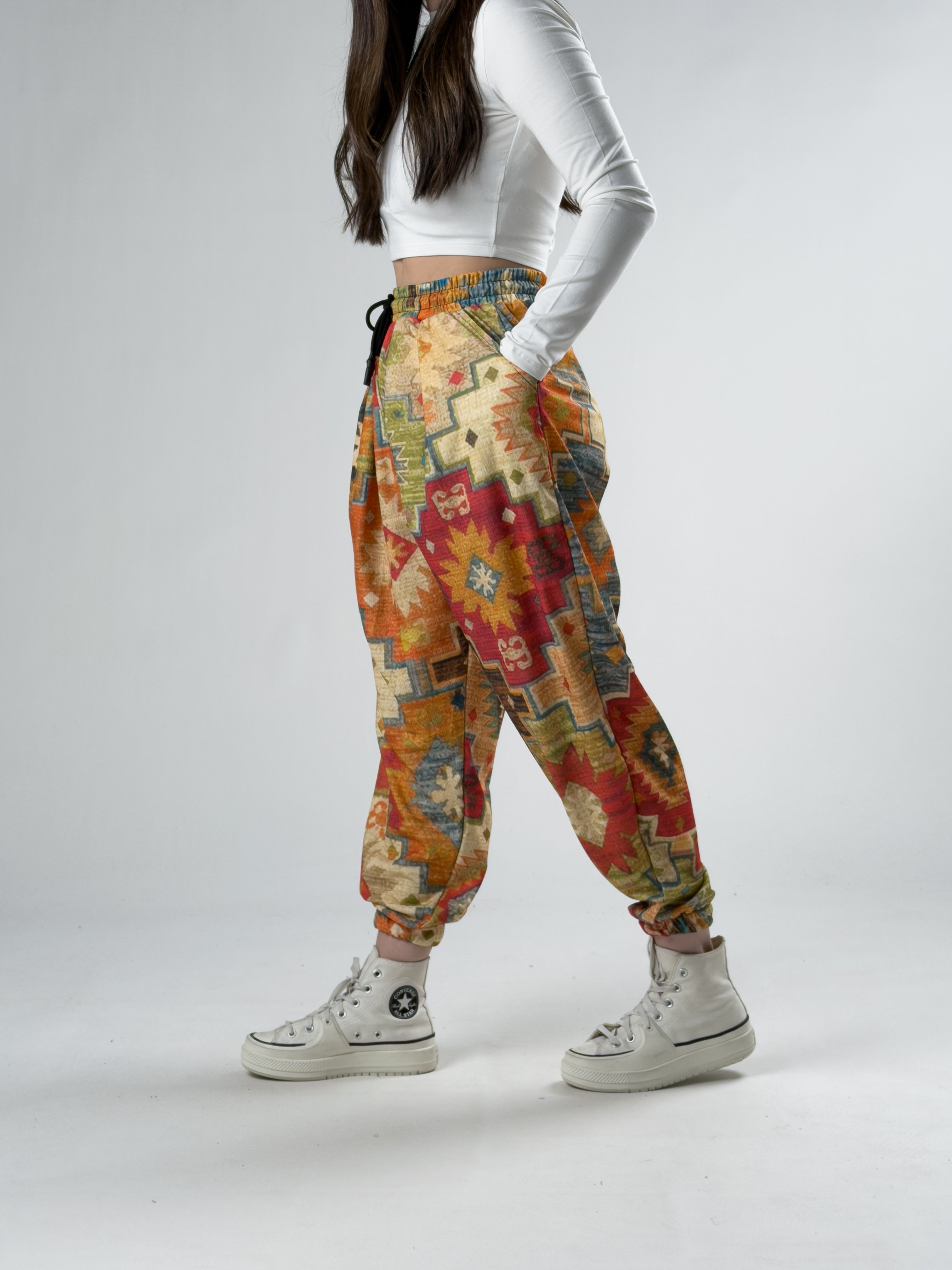 Halı Desenli Kadın Jogger Pantolon COC2920