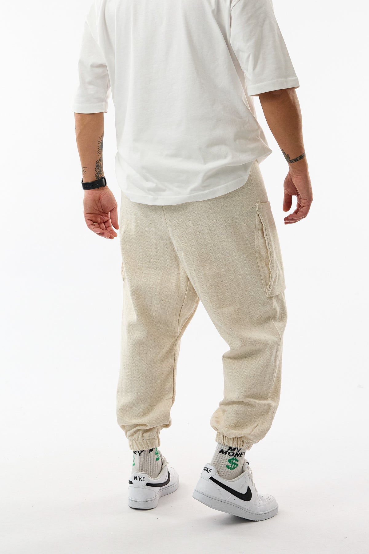Harlem Balıksırtı Bej Kargo Jogger Erkek Pantolon COC3740