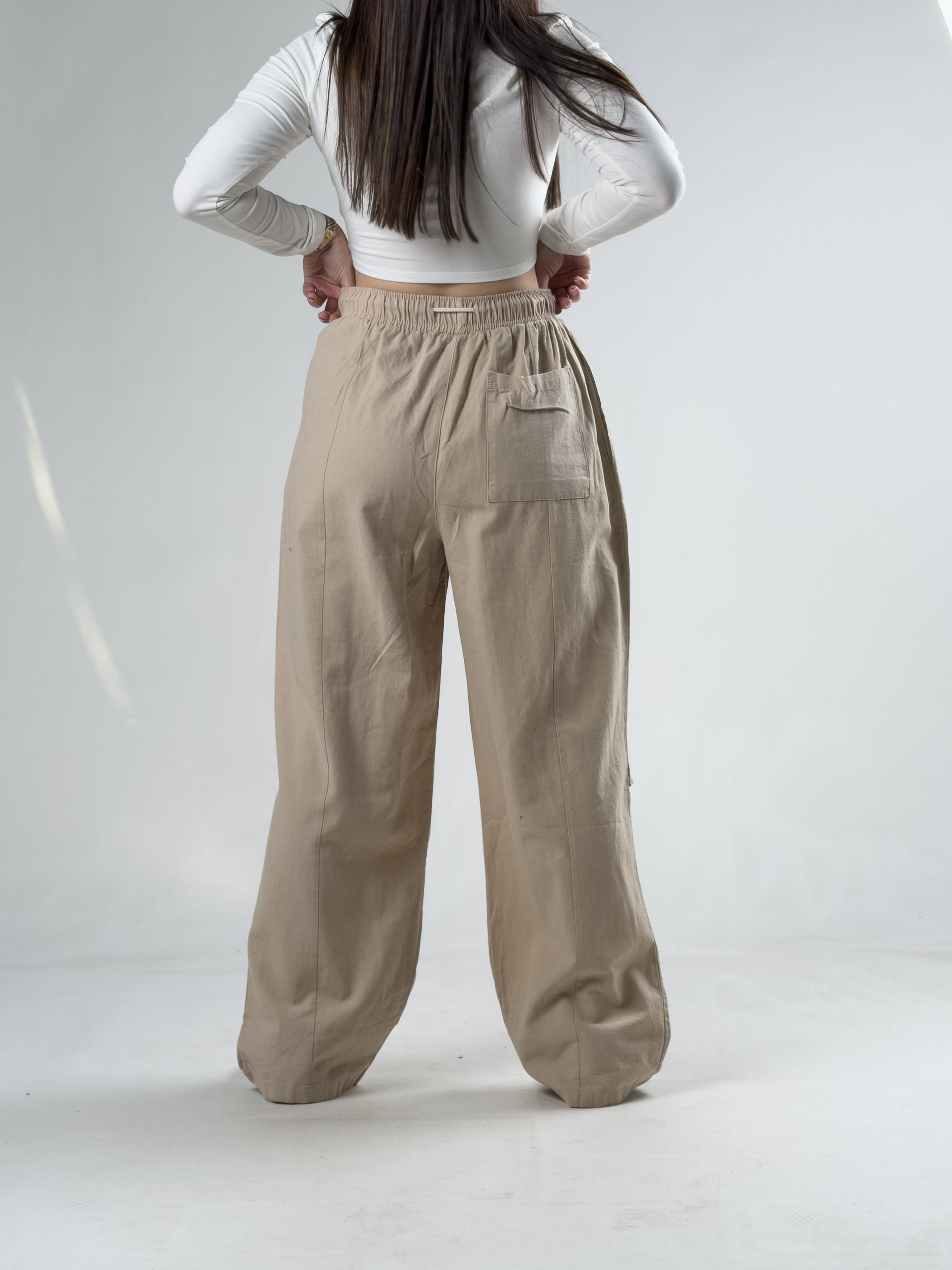 Japon Kesim Kahve Keten Kadın Baggy COCK0022