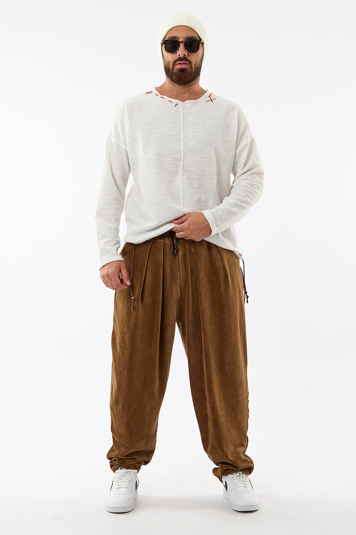 Kadife Pileli Taba Jogger Erkek Pantolon COC3620