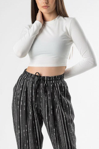 Kadın Beyaz Slim Fit Crop Bluz COC2797