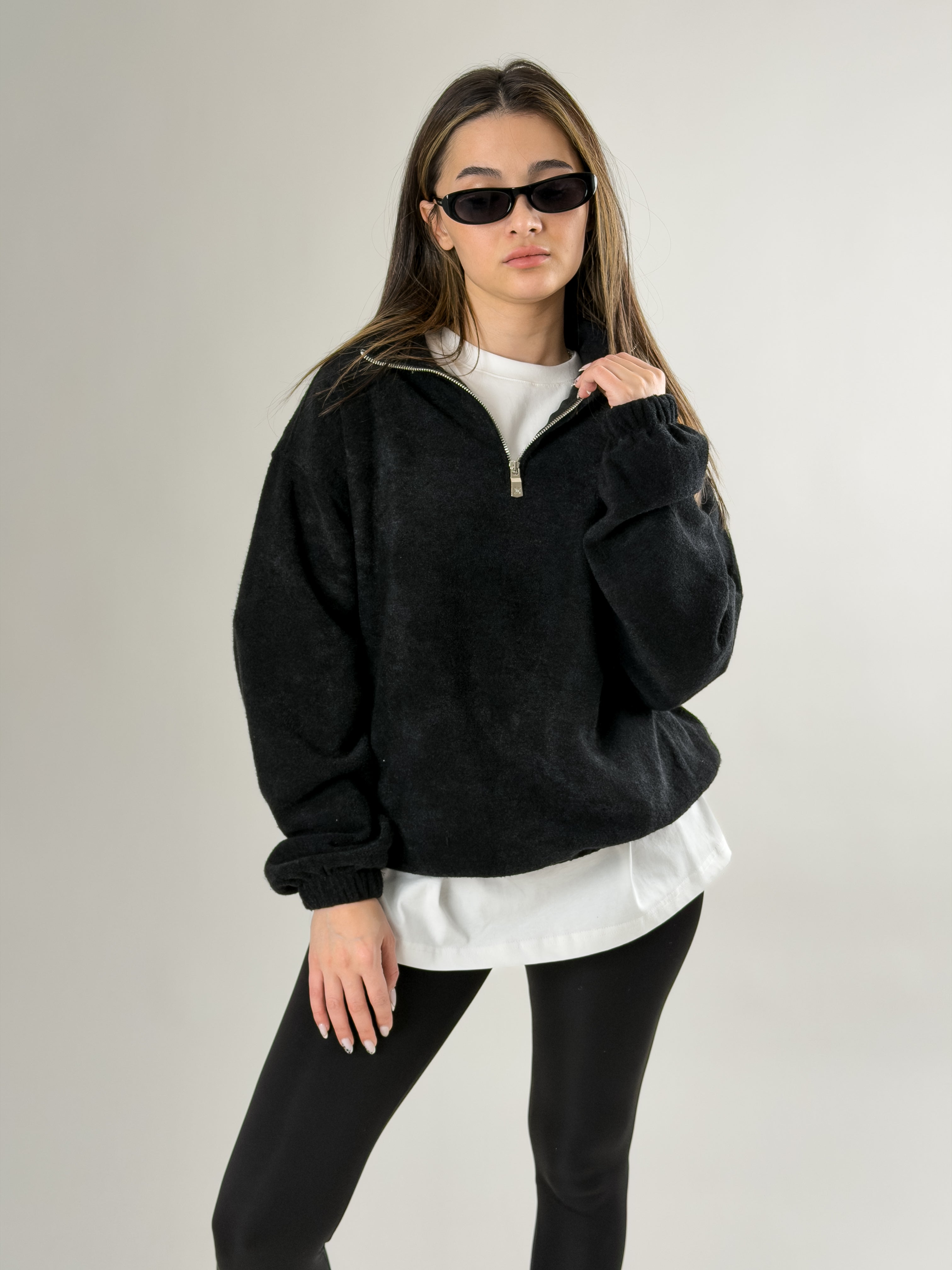Kadın Siyah Sweatshirt COC2687