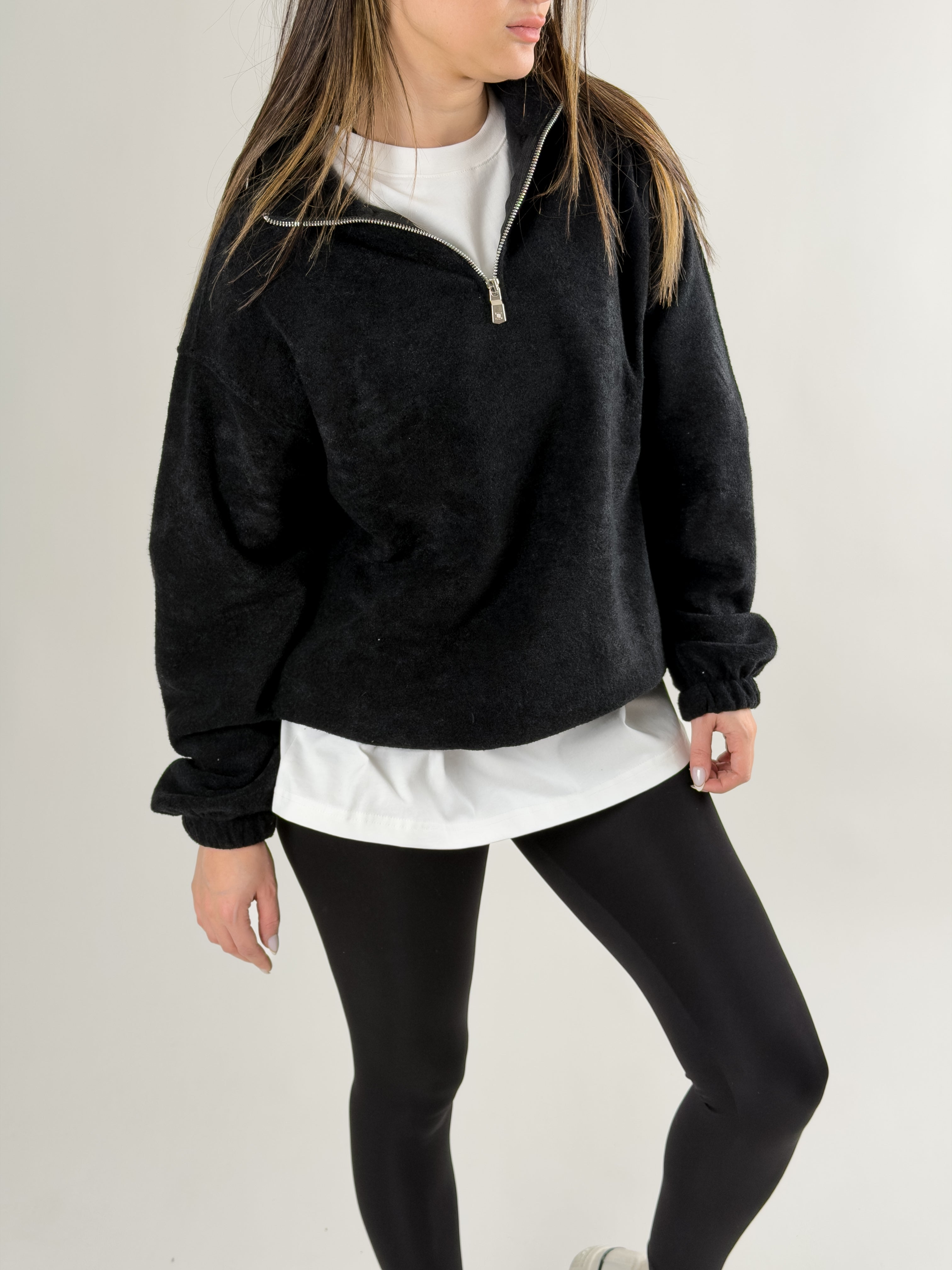 Kadın Siyah Sweatshirt COC2687