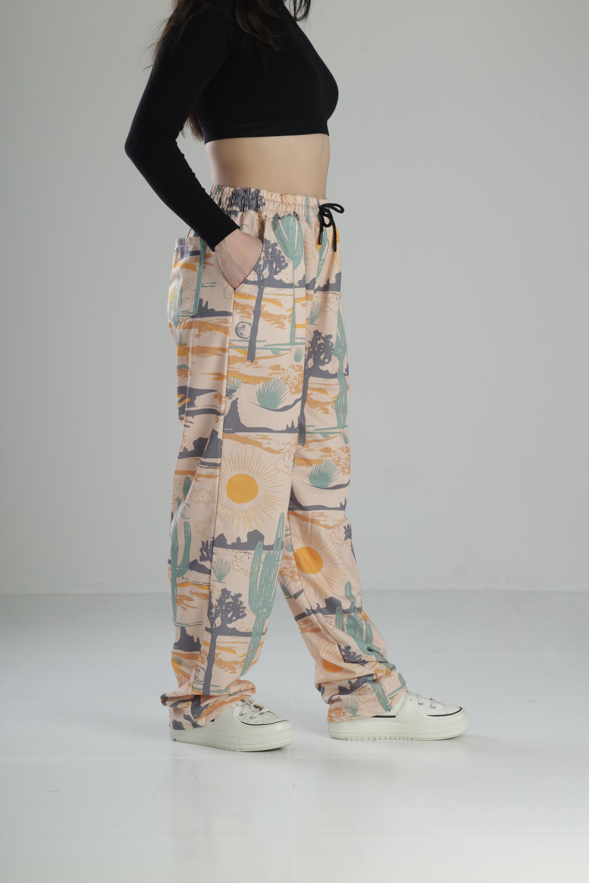 Kaktüs Desenli Baggy Pantolon COC2169