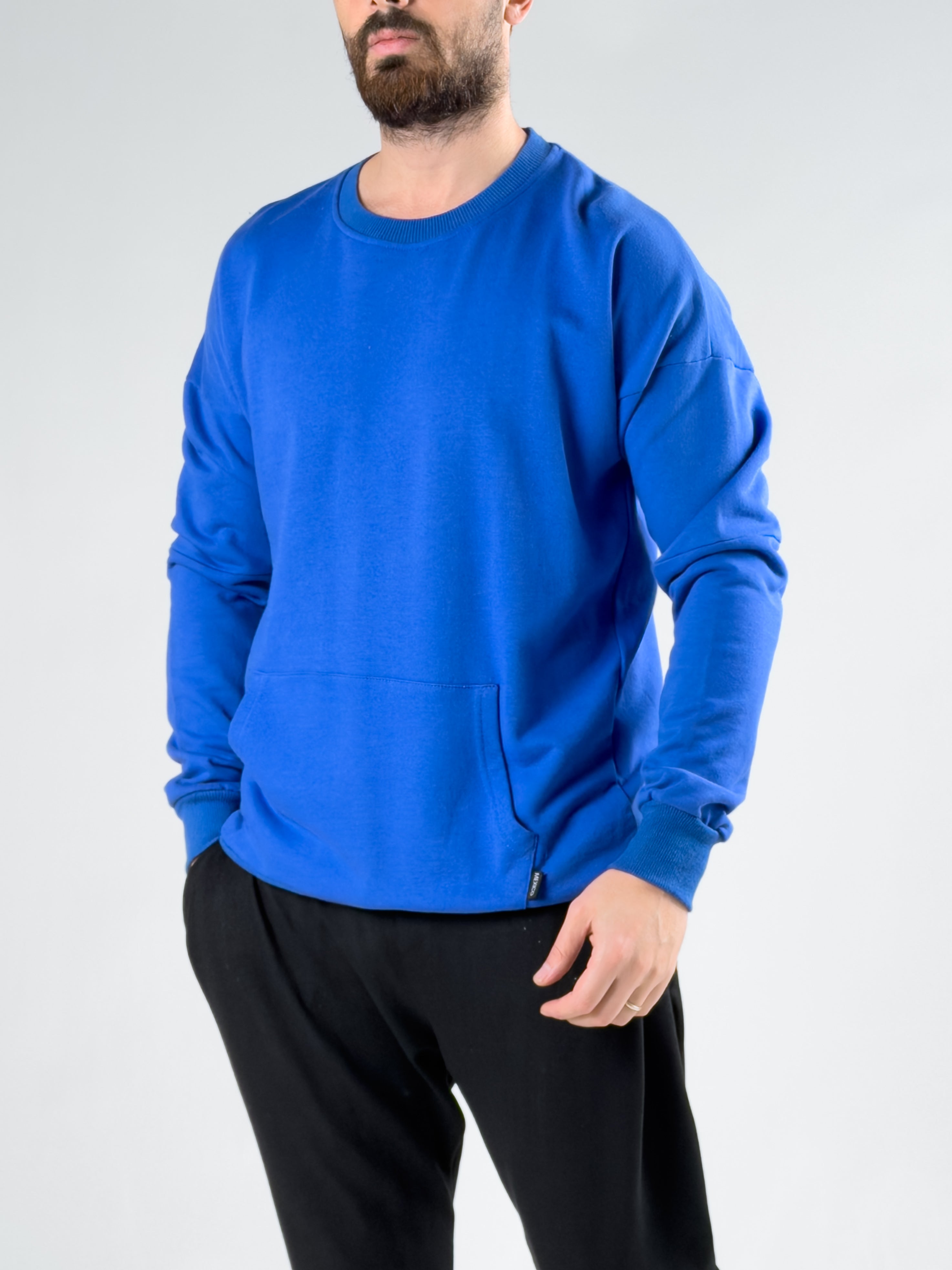 Kanguru Cepli Mavi Basic Erkek Sweat COCK0052
