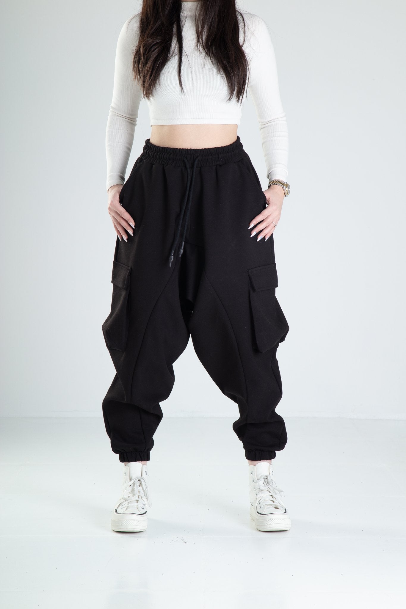 Kargo Cepli Siyah Jogger Pantolon COC2186