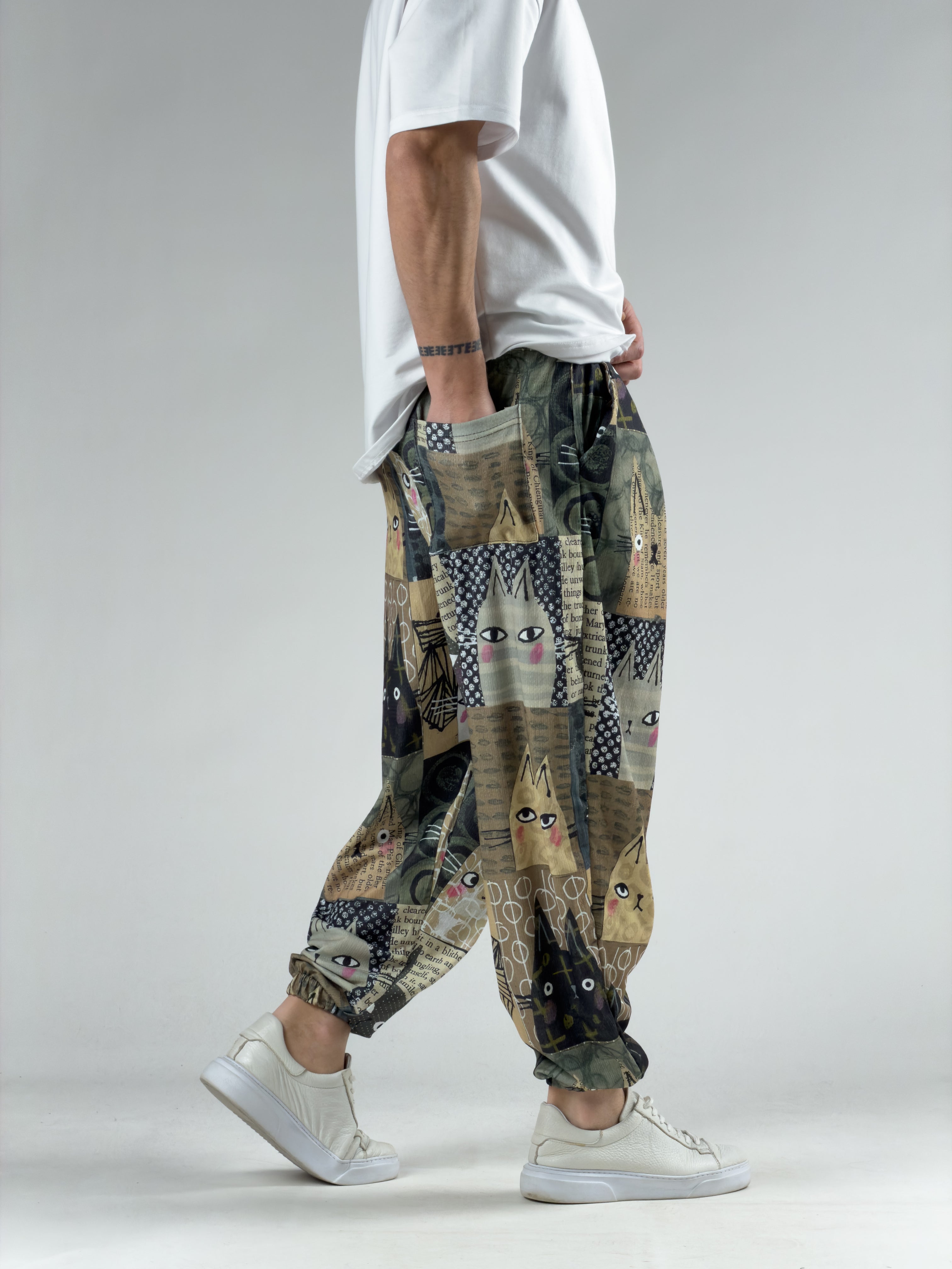 Kedi Desenli Erkek Yarım Şalvar COC3049