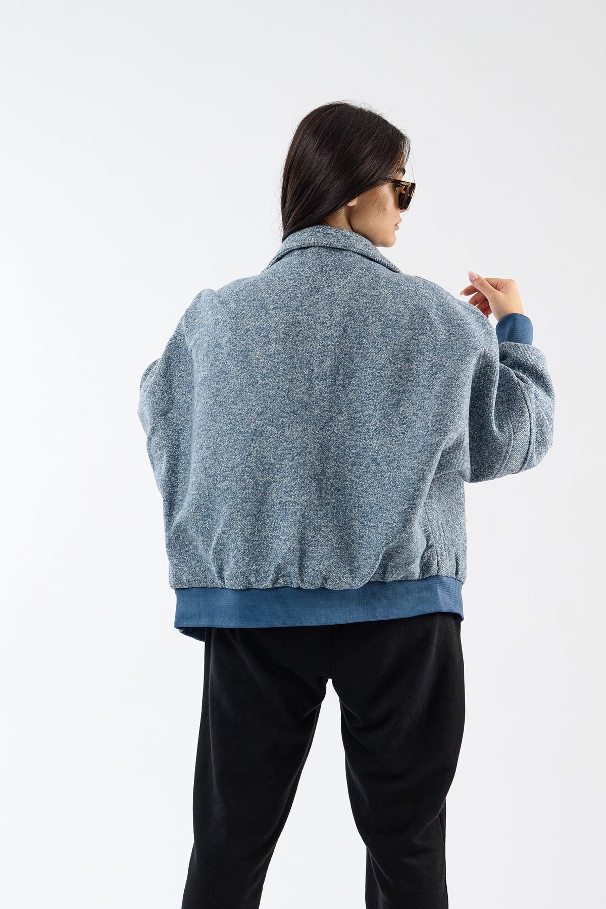 Kırçıllı Mavi Bomber Unisex Ceket COC3710