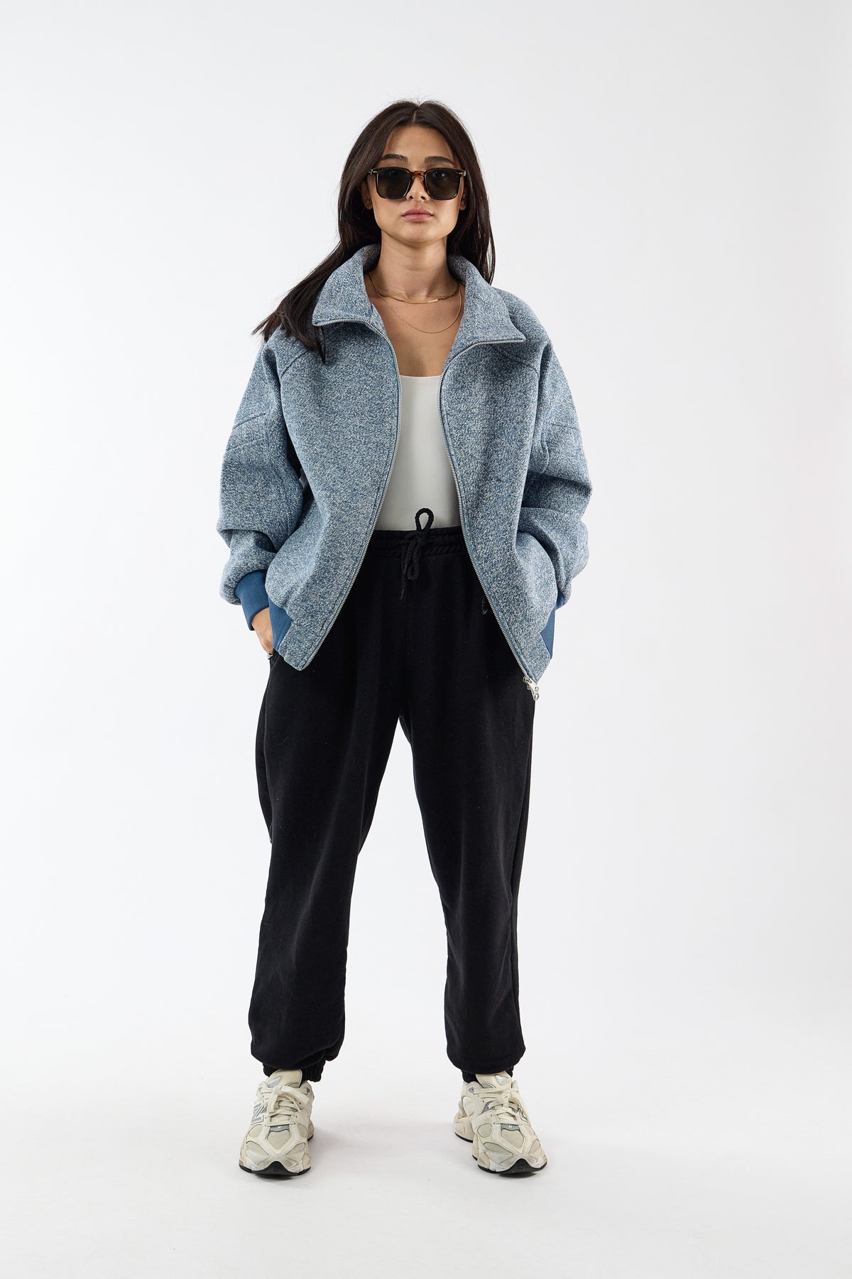 Kırçıllı Mavi Bomber Unisex Ceket COC3710