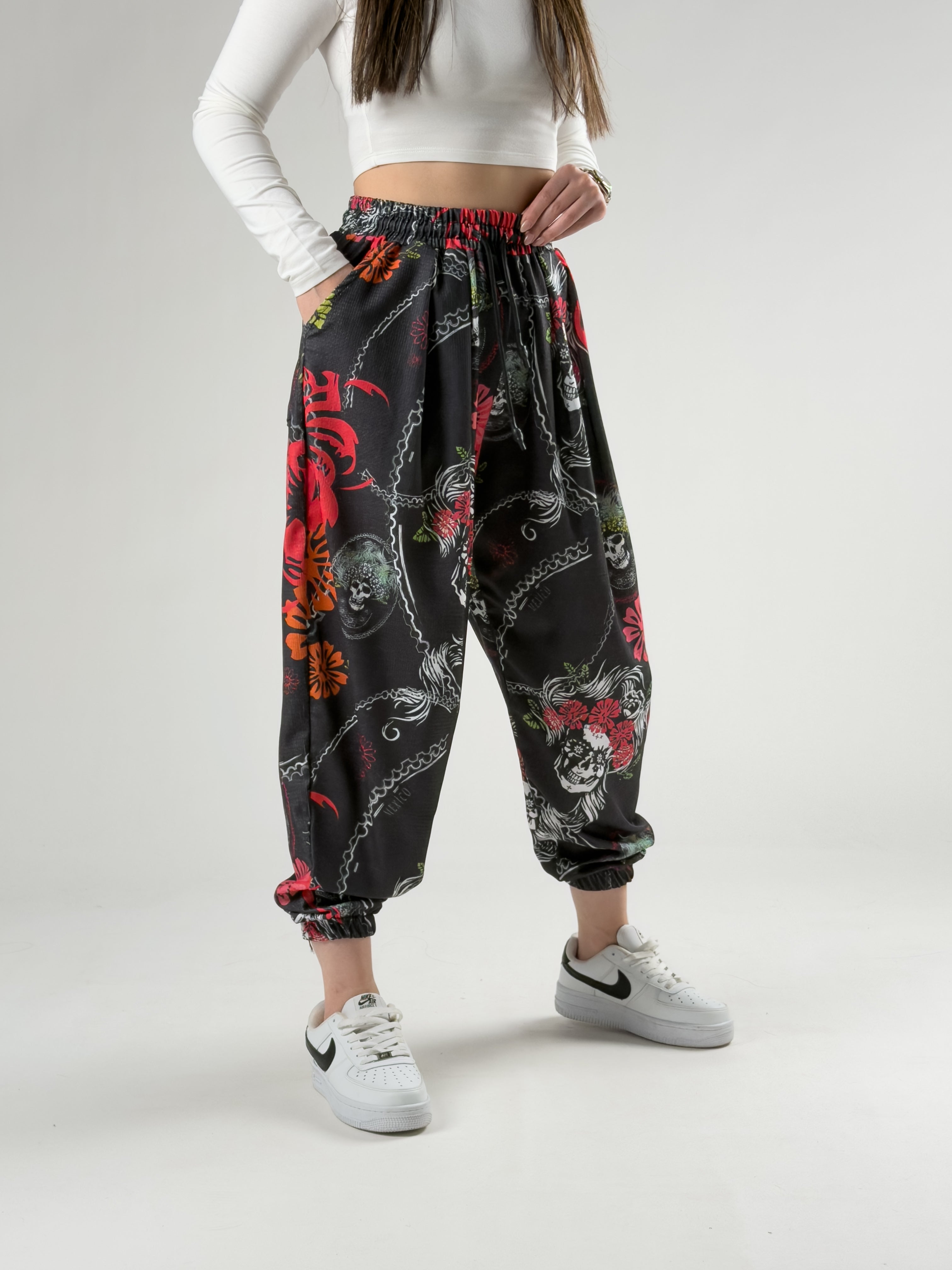 Kuru Kafa Desenli Kadın Jogger Pantolon COC2837