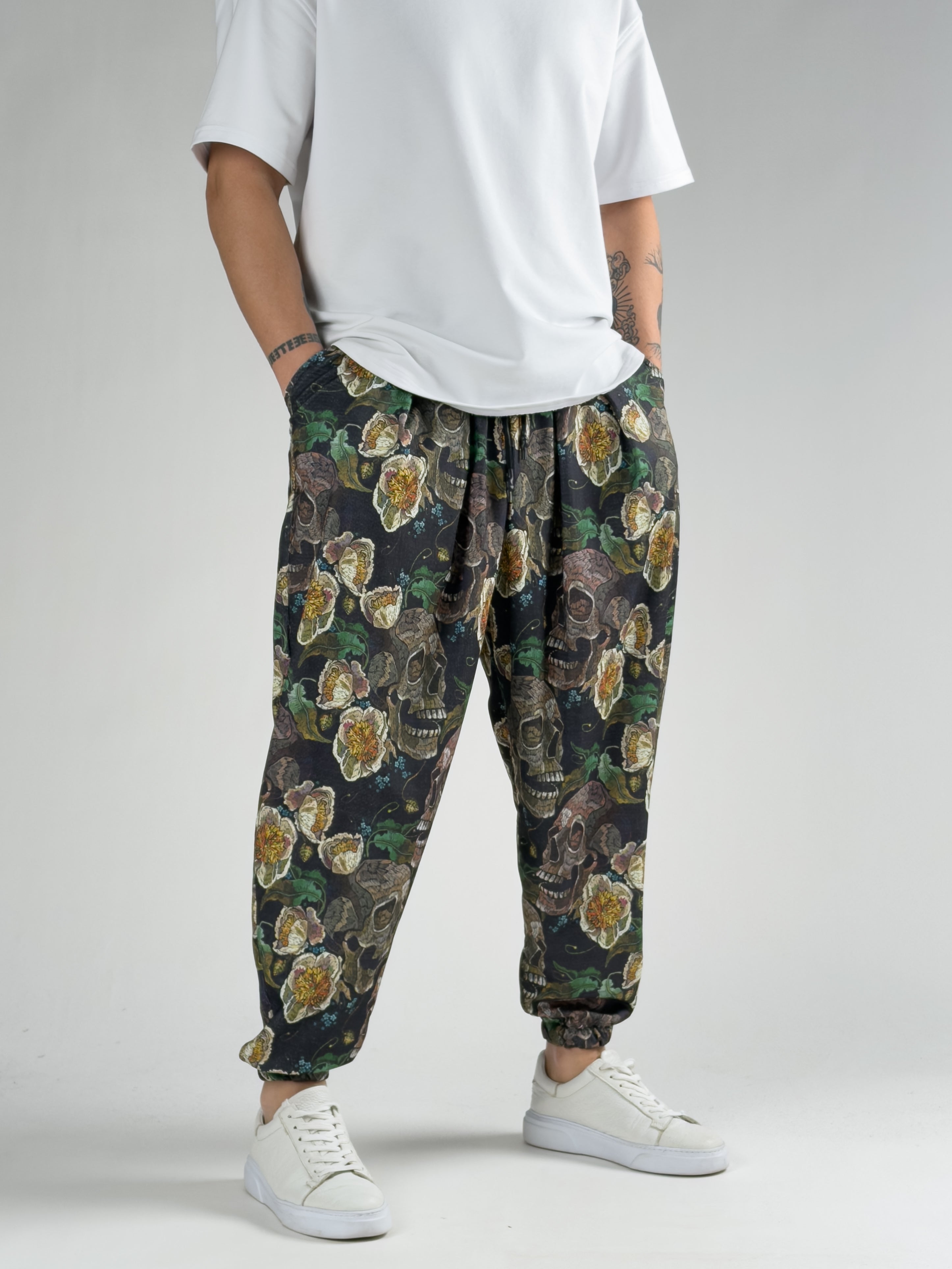 Kurukafa Desenli Erkek Pileli Yarım Şalvar COC2820