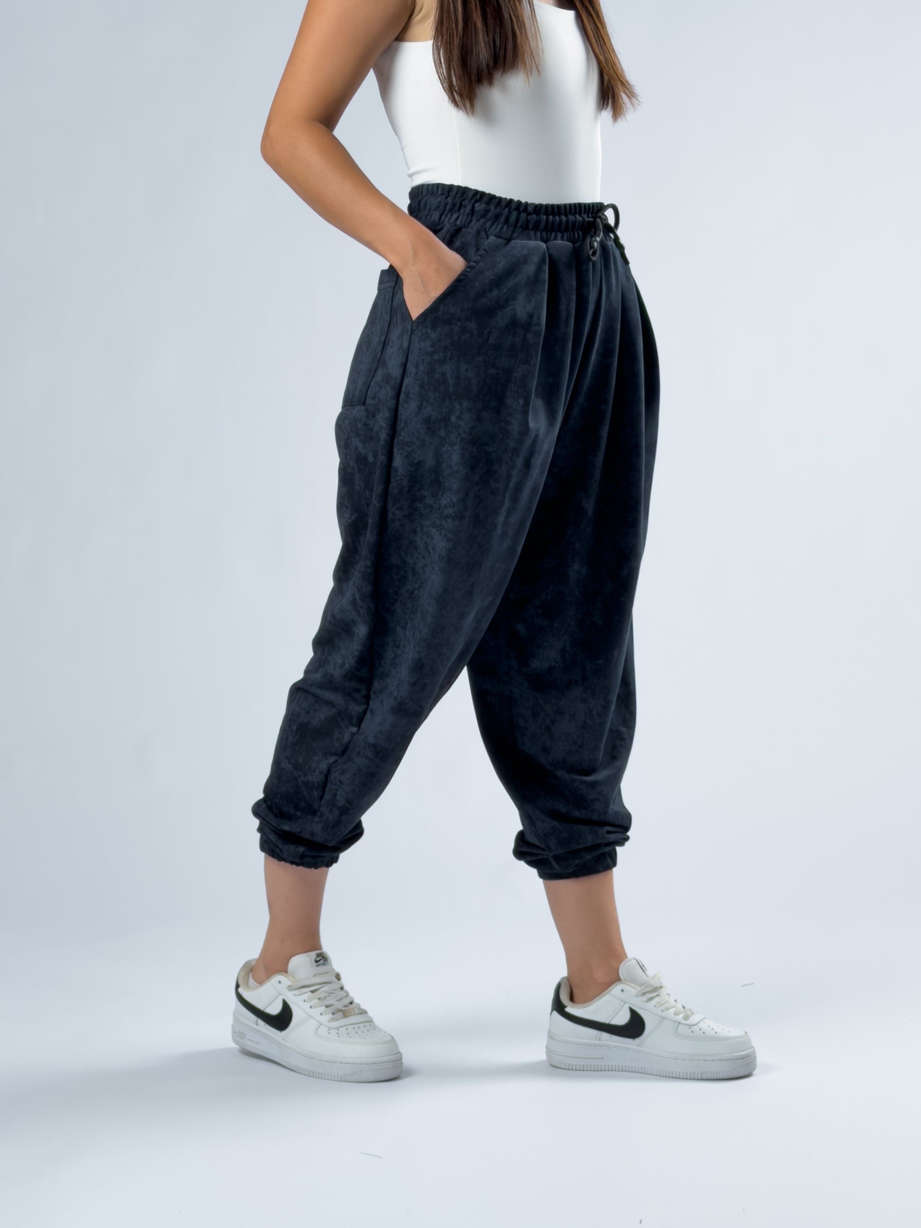 Lacivert Baskılı Kadın Jogger Pantolon COC3345