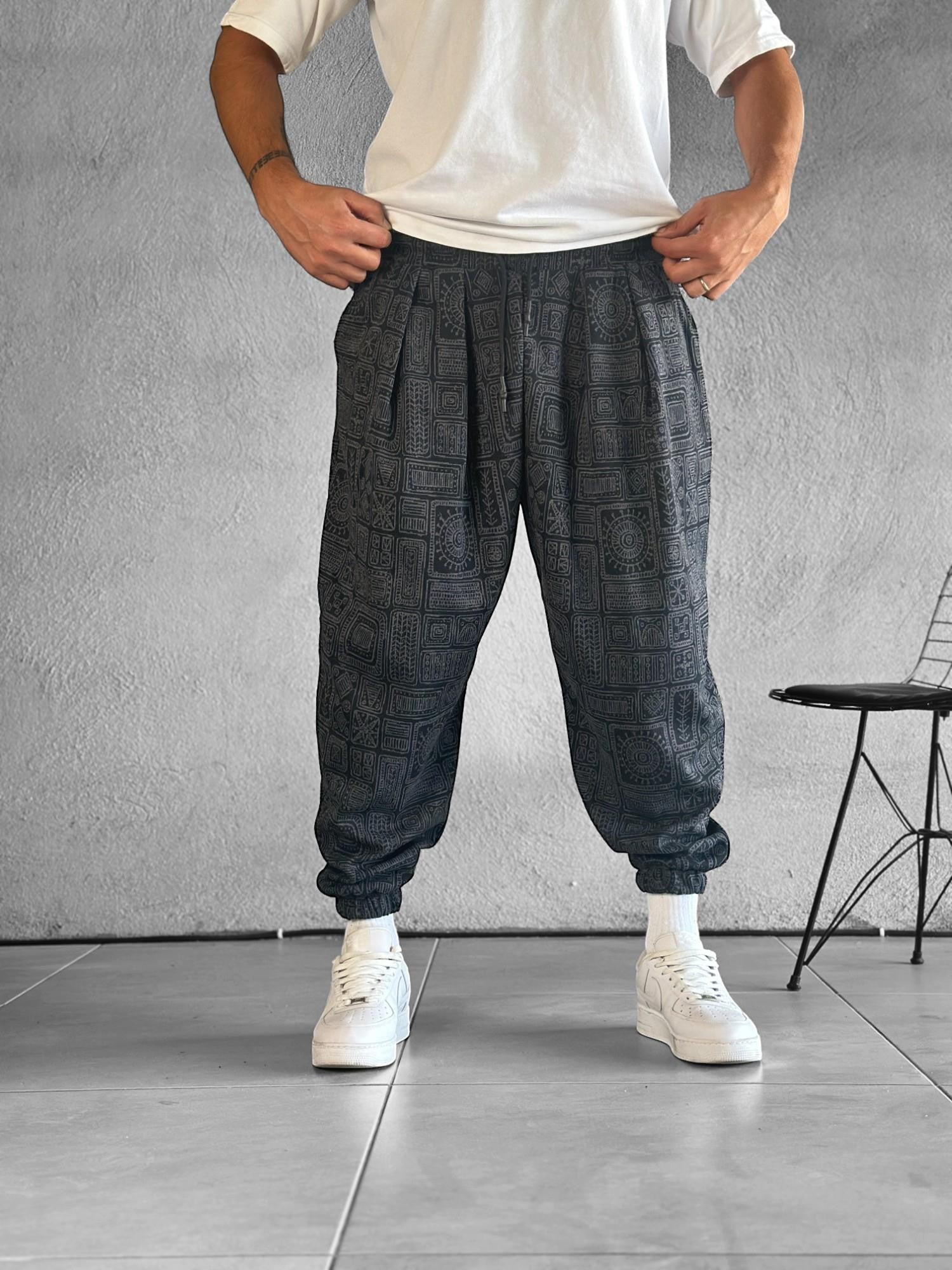 Lahit Desenli Lazer Kesim Pileli Yarım Şalvar COC2017