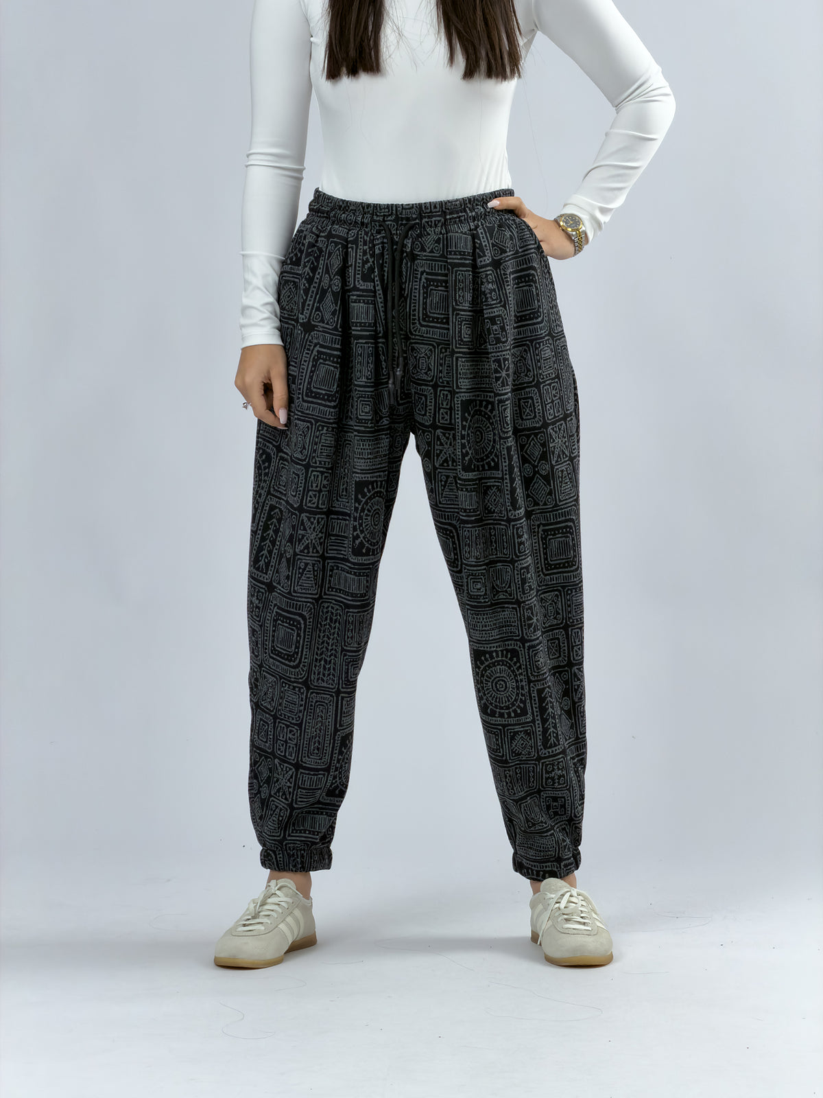 Lahit Desenli Pileli Jogger Pantolon COC2018