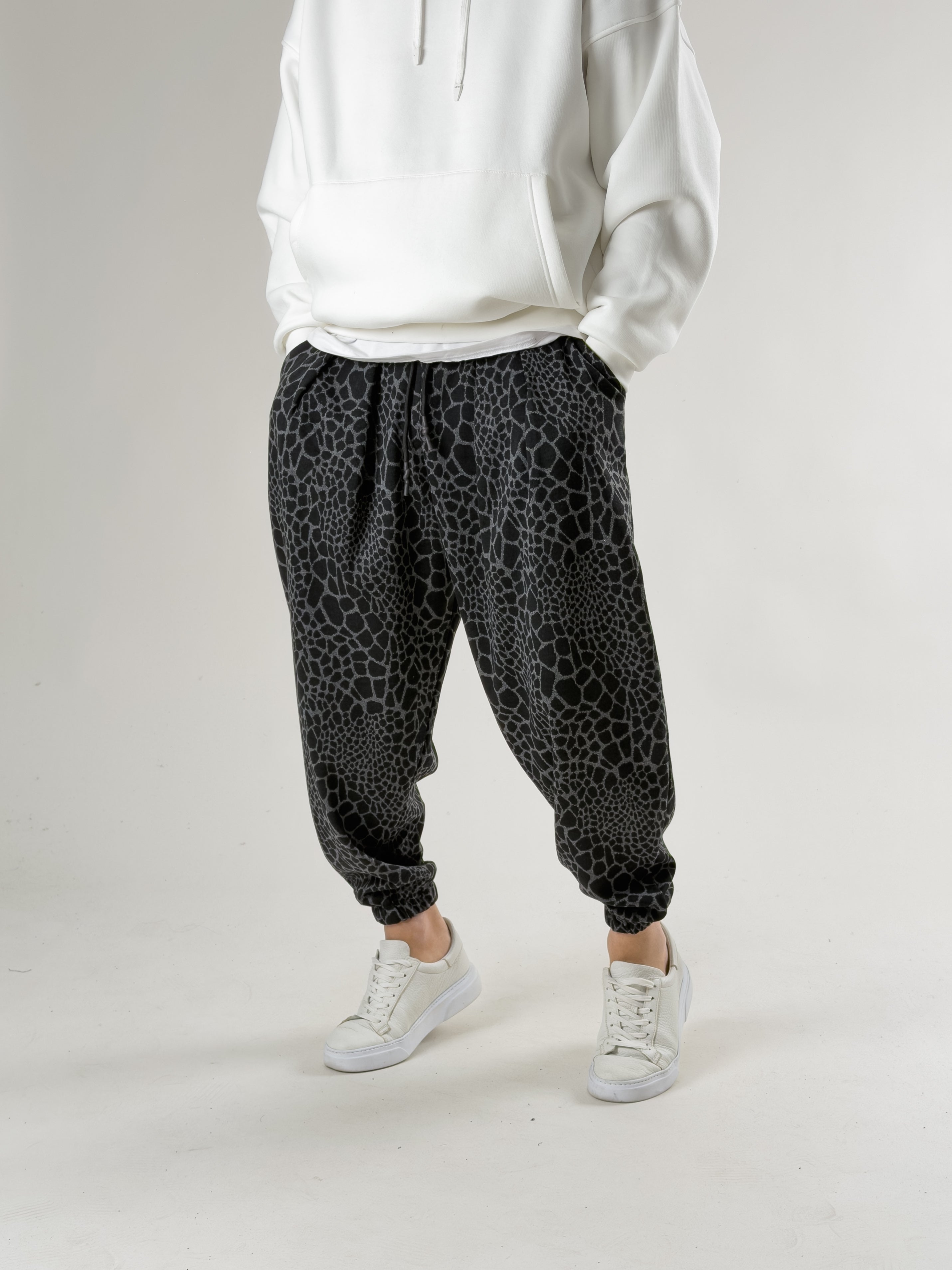 Leopar Desenli Pileli Erkek Jogger Pantolon COC2671