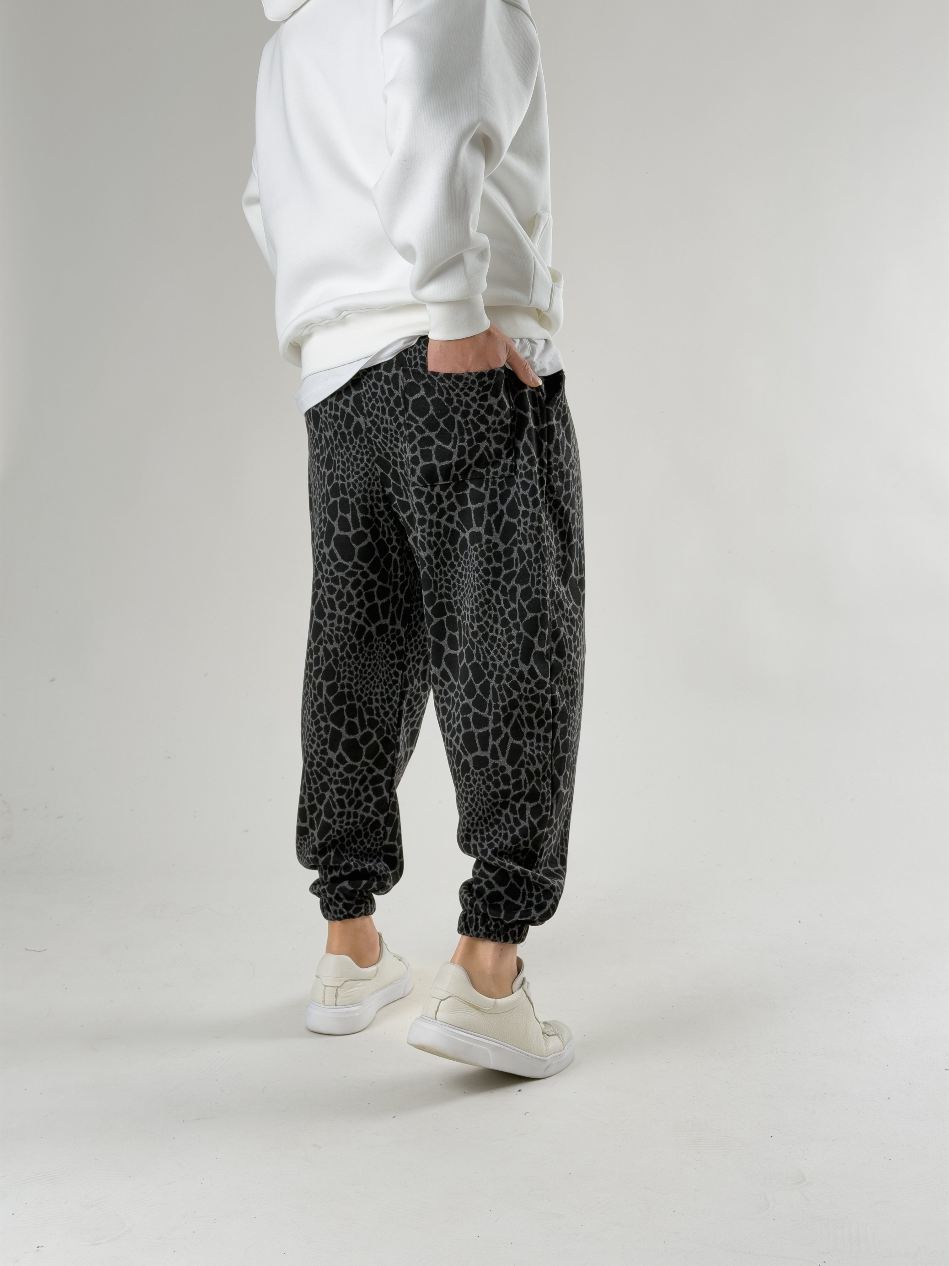 Leopar Desenli Pileli Erkek Jogger Pantolon COC2671