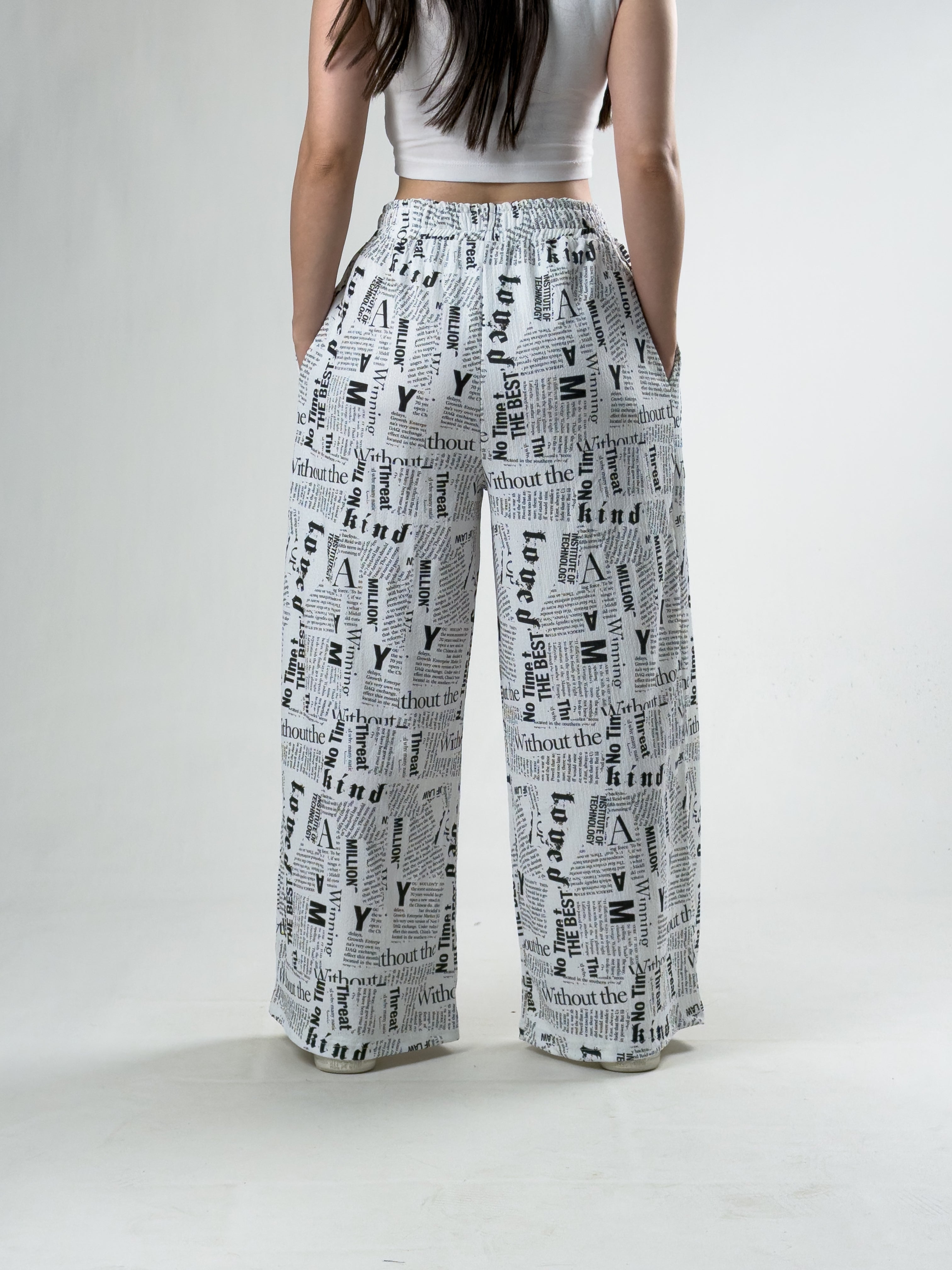 Magazin Baskılı Kadın Oversize Pantolon COC3170