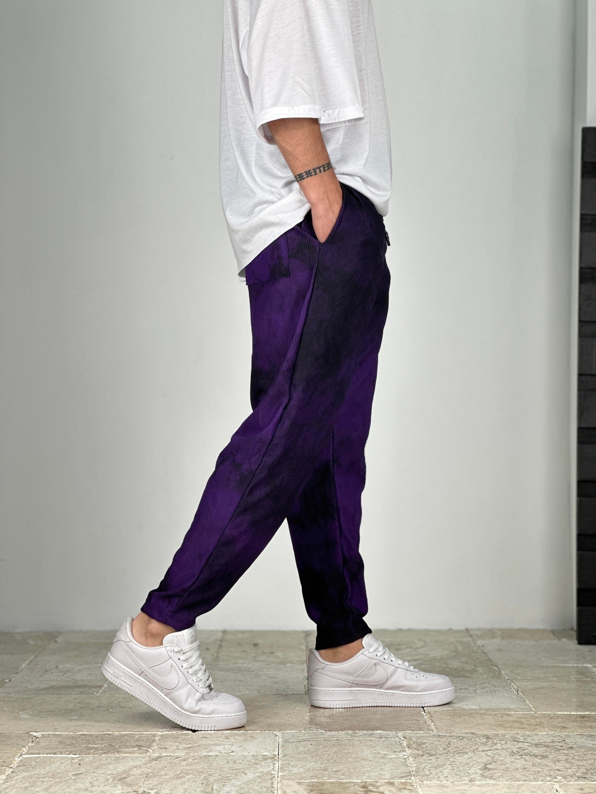 Mor Fitilli Kumaş Batik Pantolon COC2049