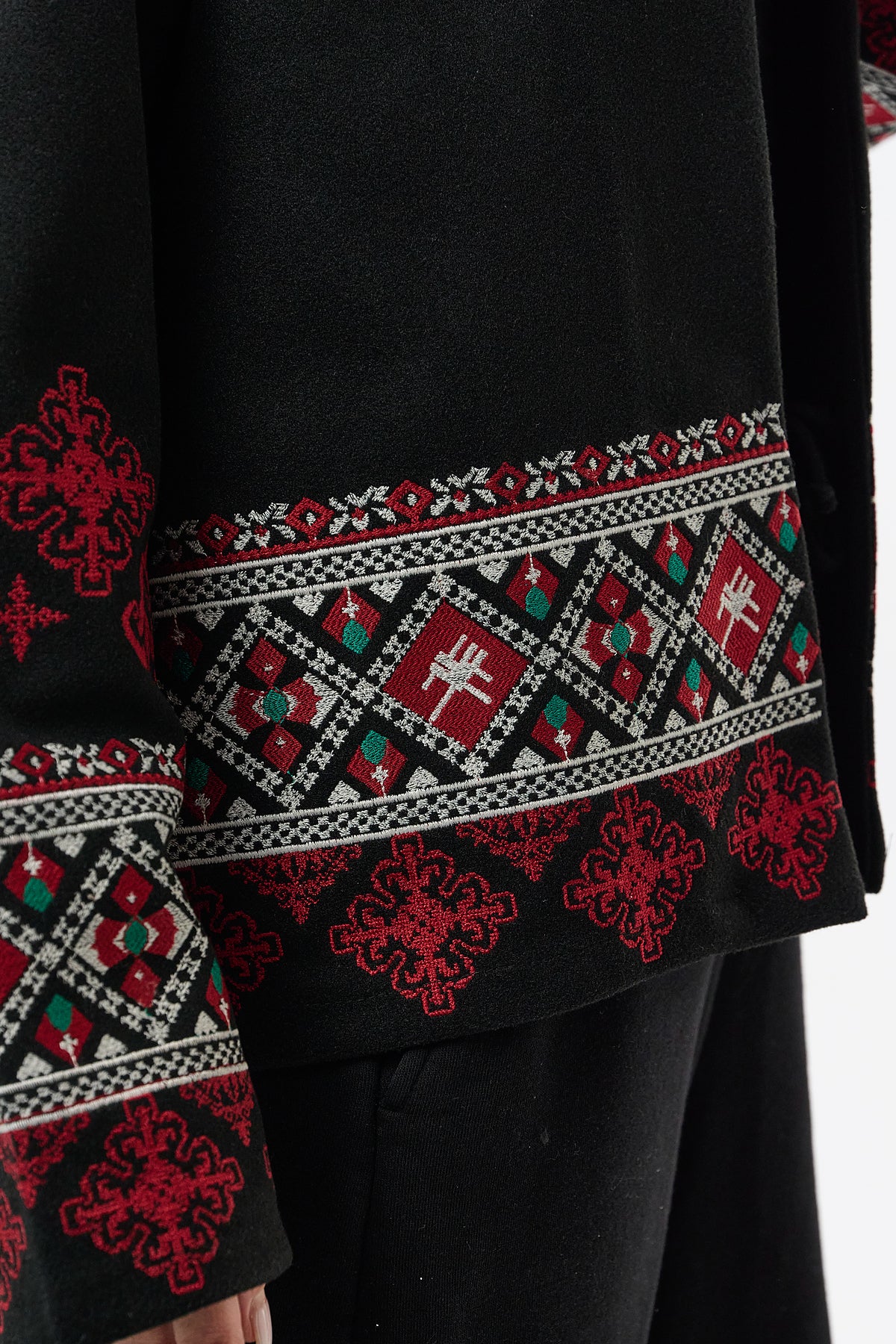 Nakış Detaylı Bohem Siyah Kimono Kadın Ceket COC3630