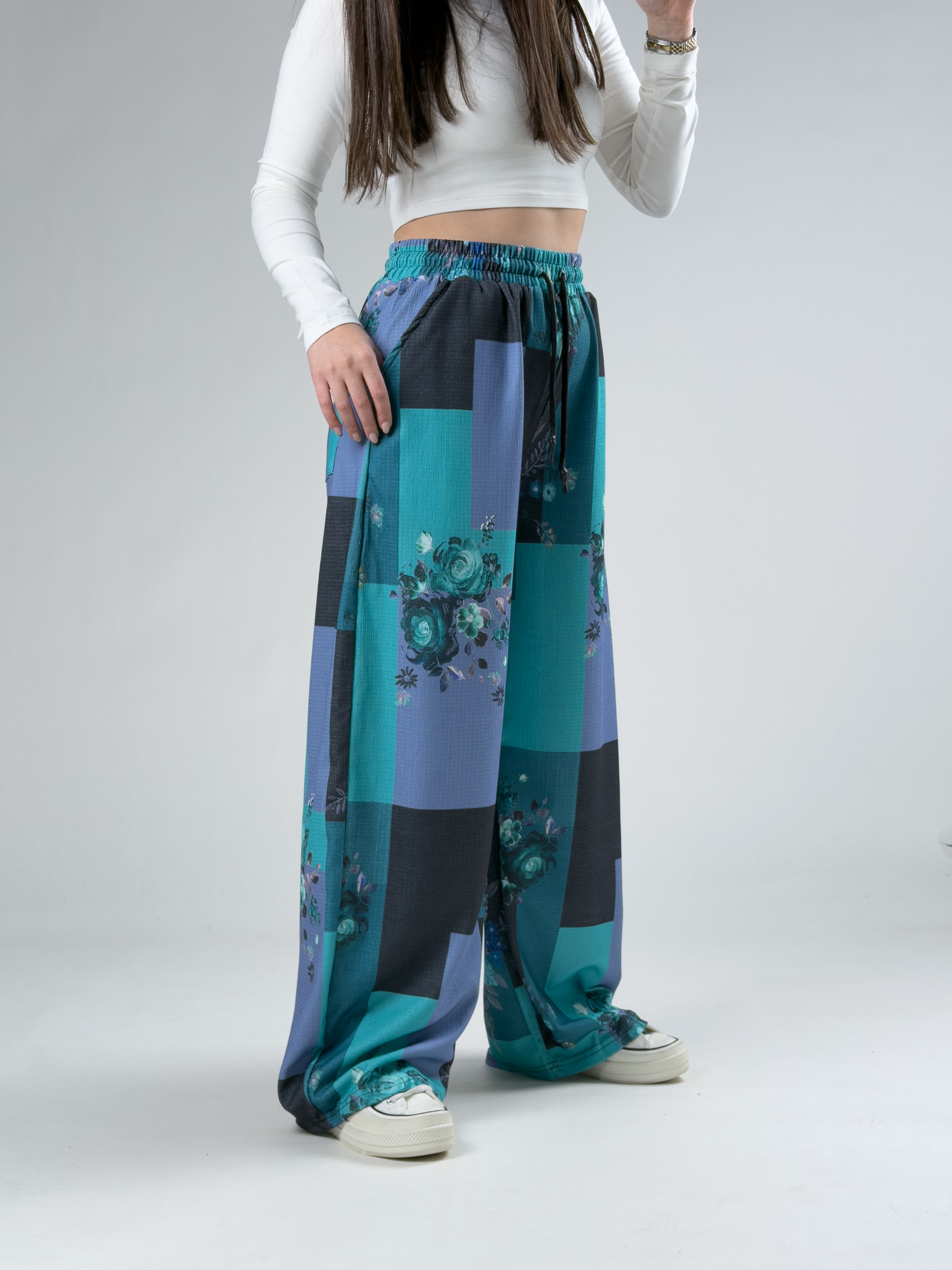 Okyanus Kadın Patchwork Oversize Pantolon COC2948