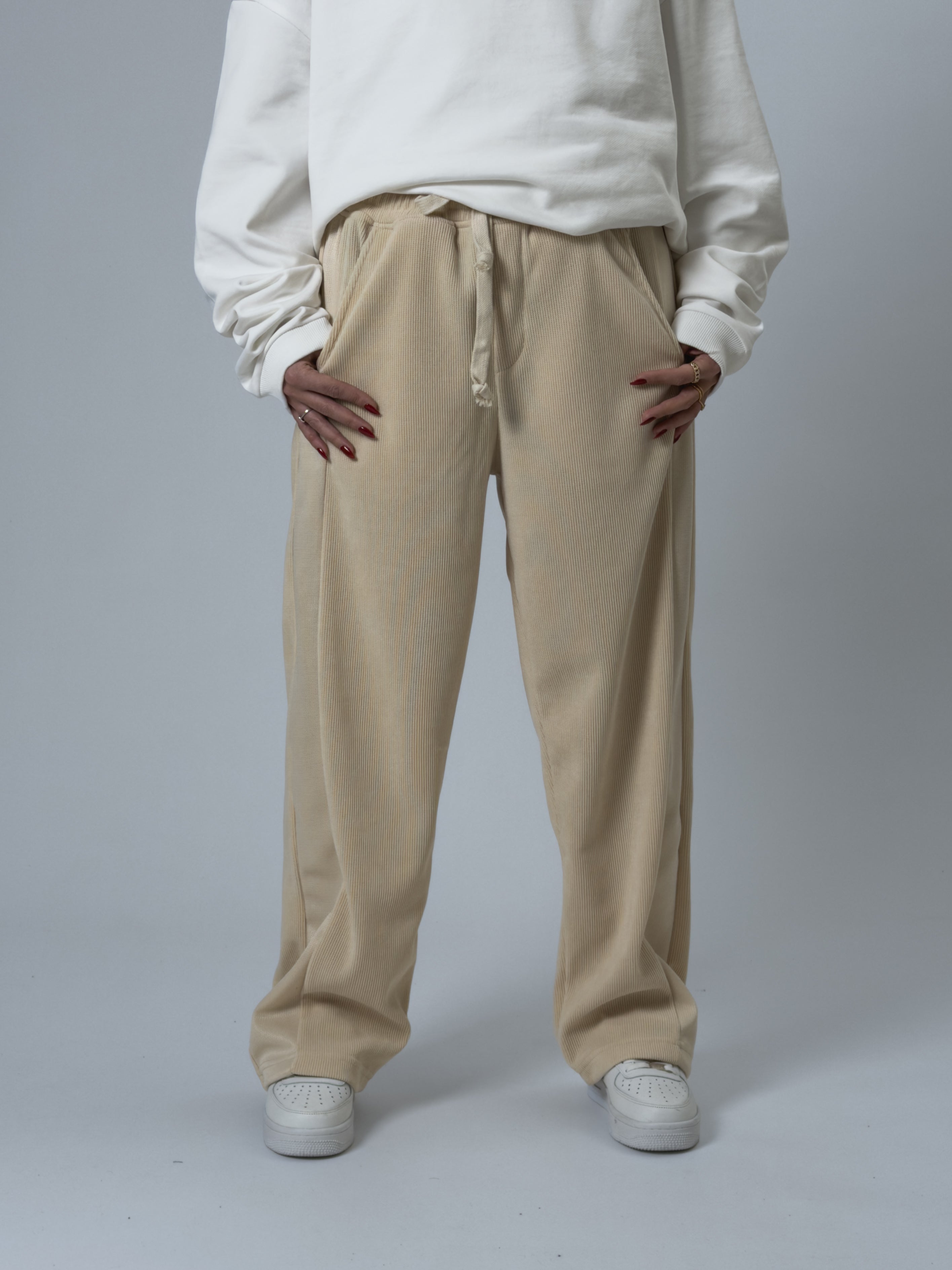 Oversize Bej Kadın Baggy Eşofman COC2530
