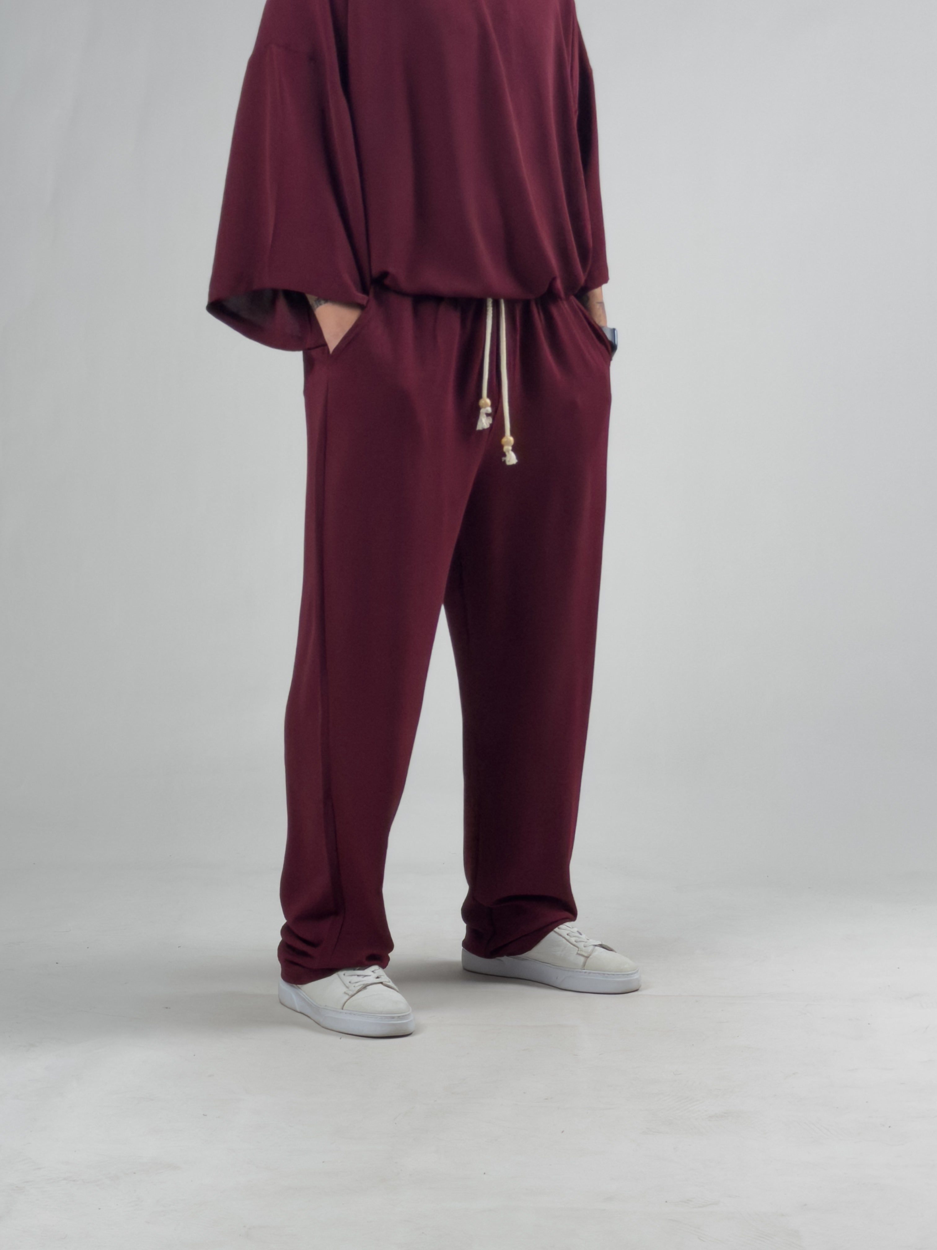 Oversize Bordo Keten Takım COC3208