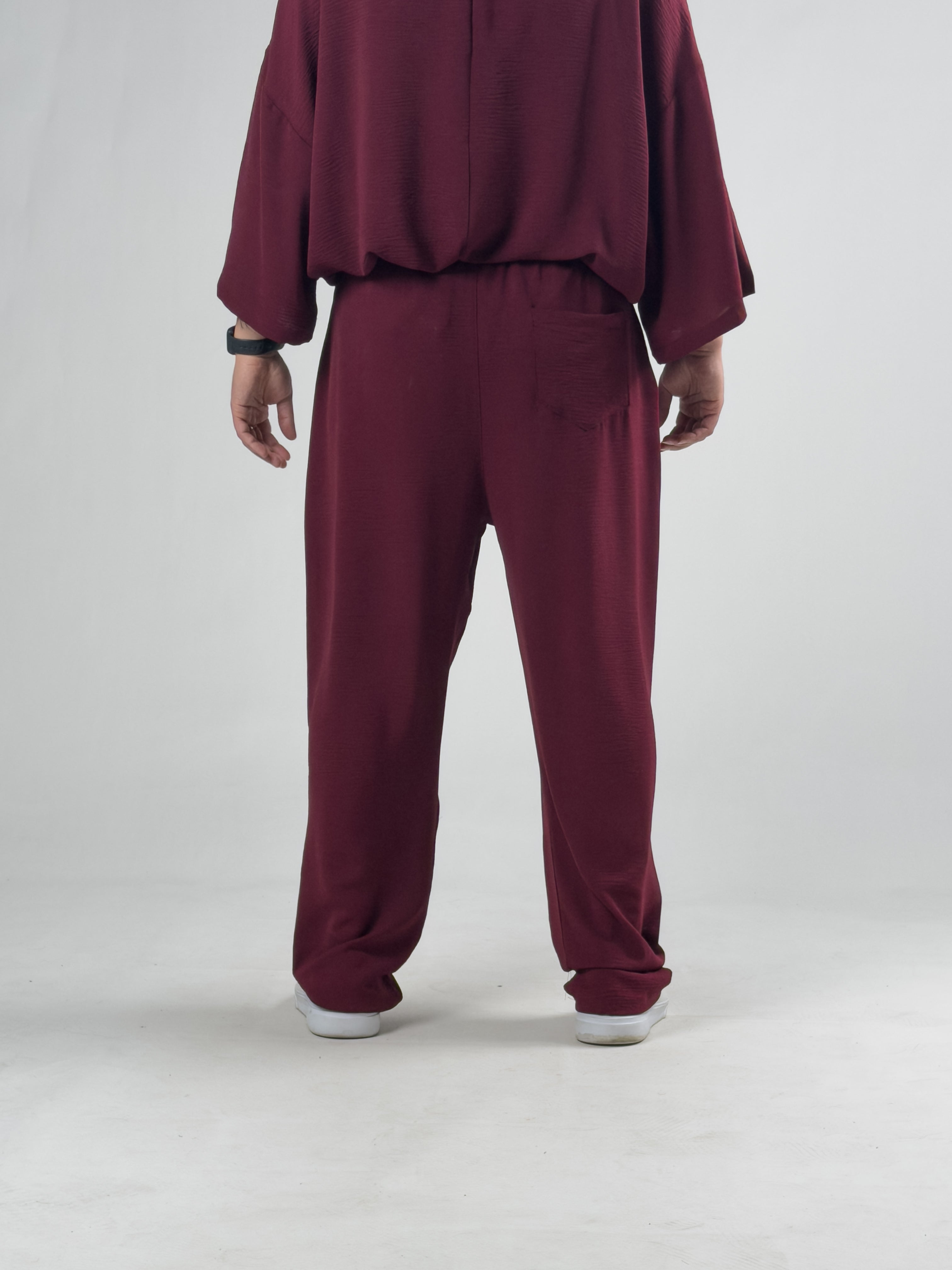 Oversize Bordo Keten Takım COC3208