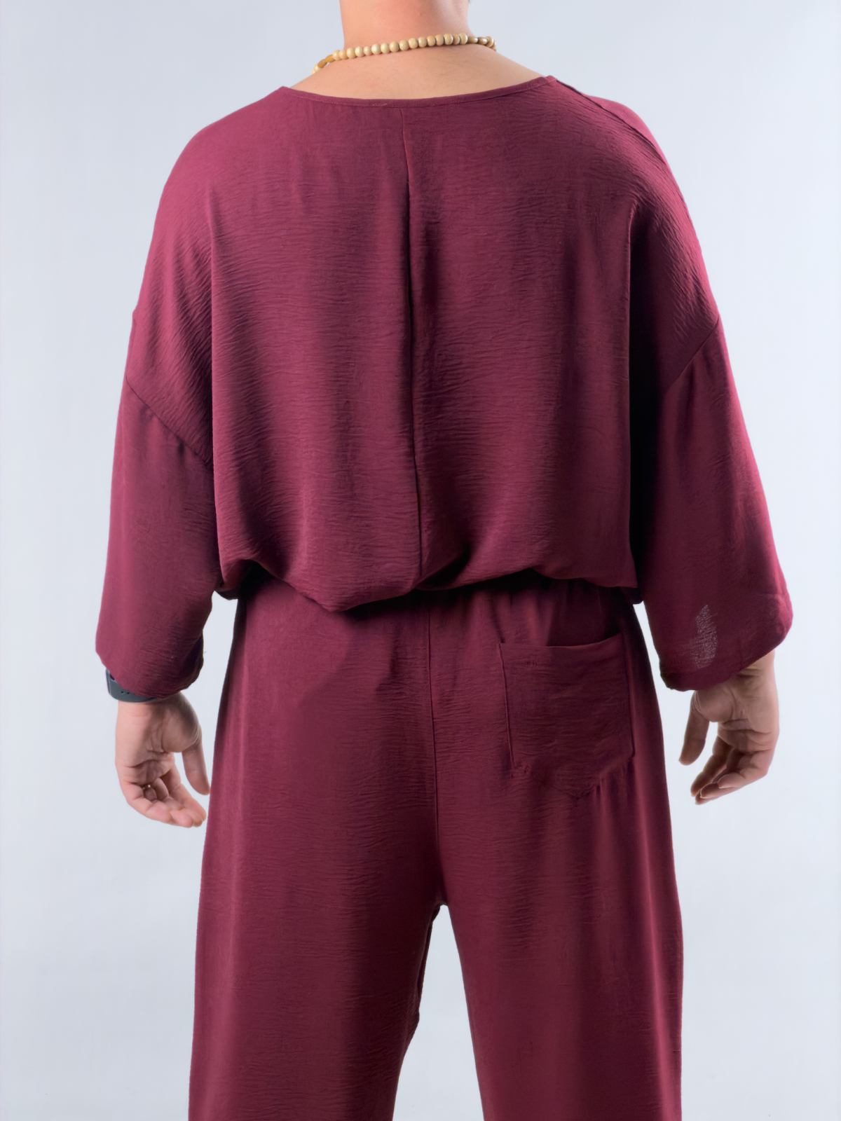 Oversize Bordo Keten Takım COC3208