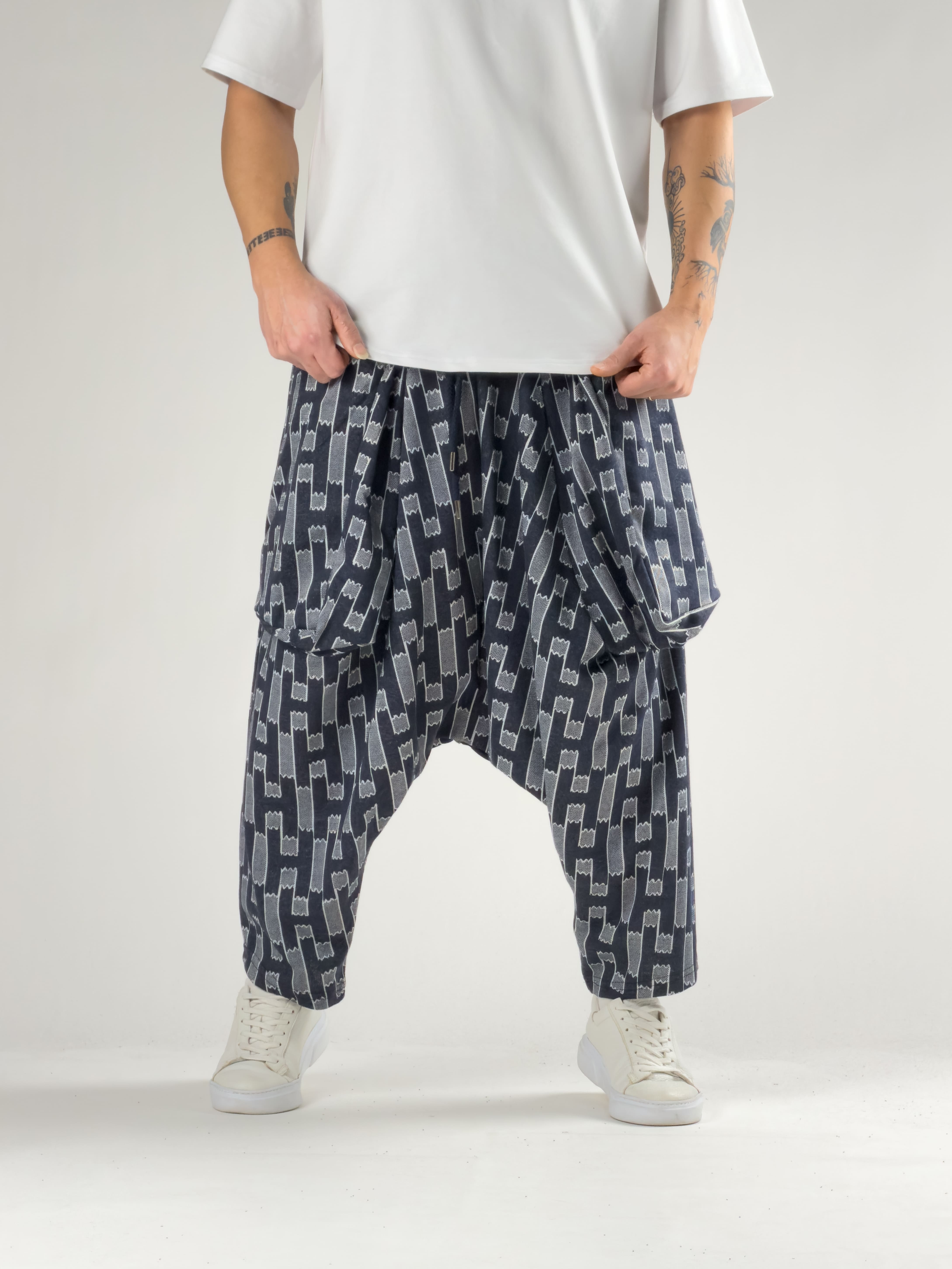 Oversize Desenli Erkek Avangard Şalvar COC2789