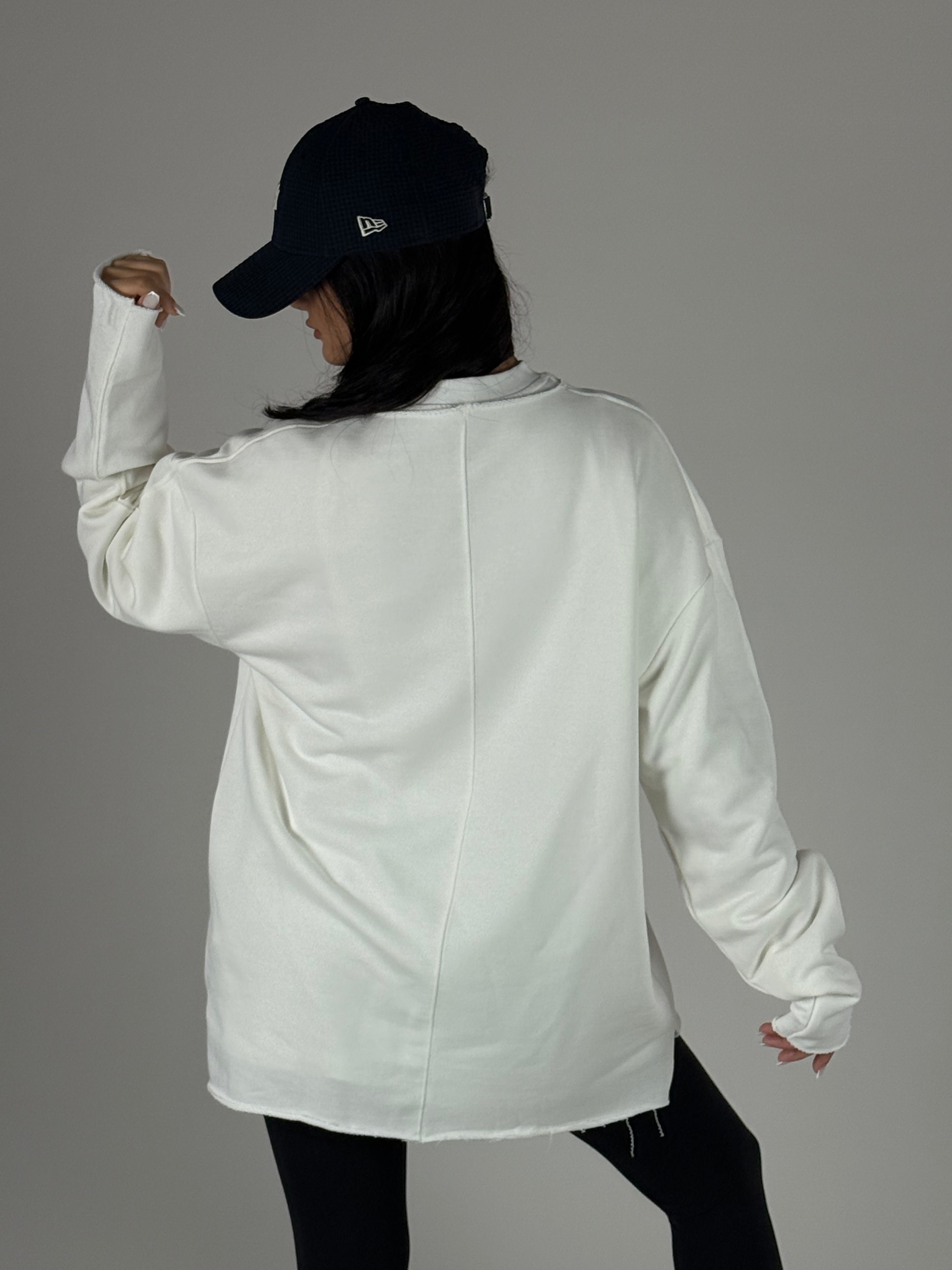 Oversize Ekru Kadın Sweat COC1188