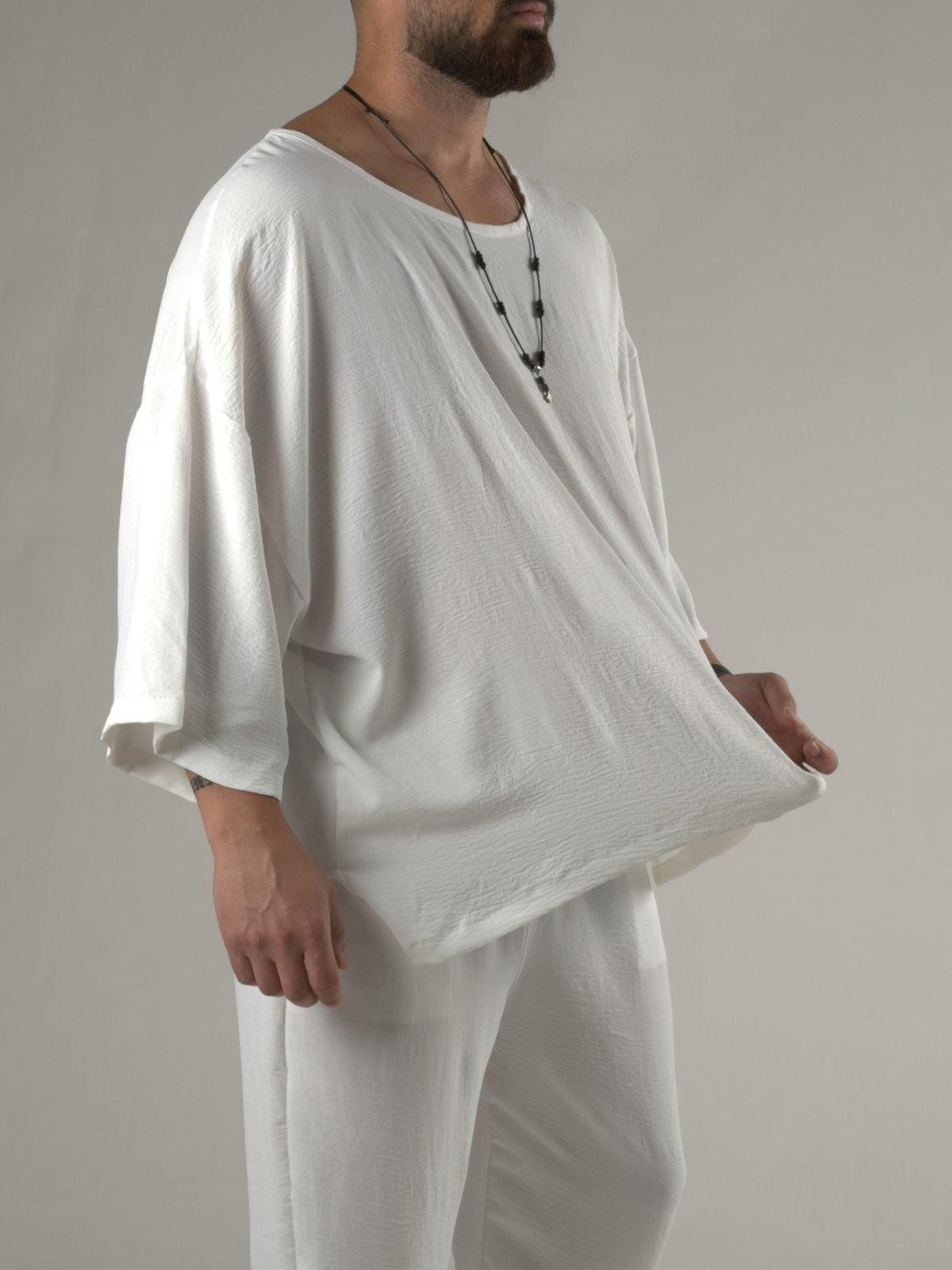 Oversize Ekru Keten Takım COC3205
