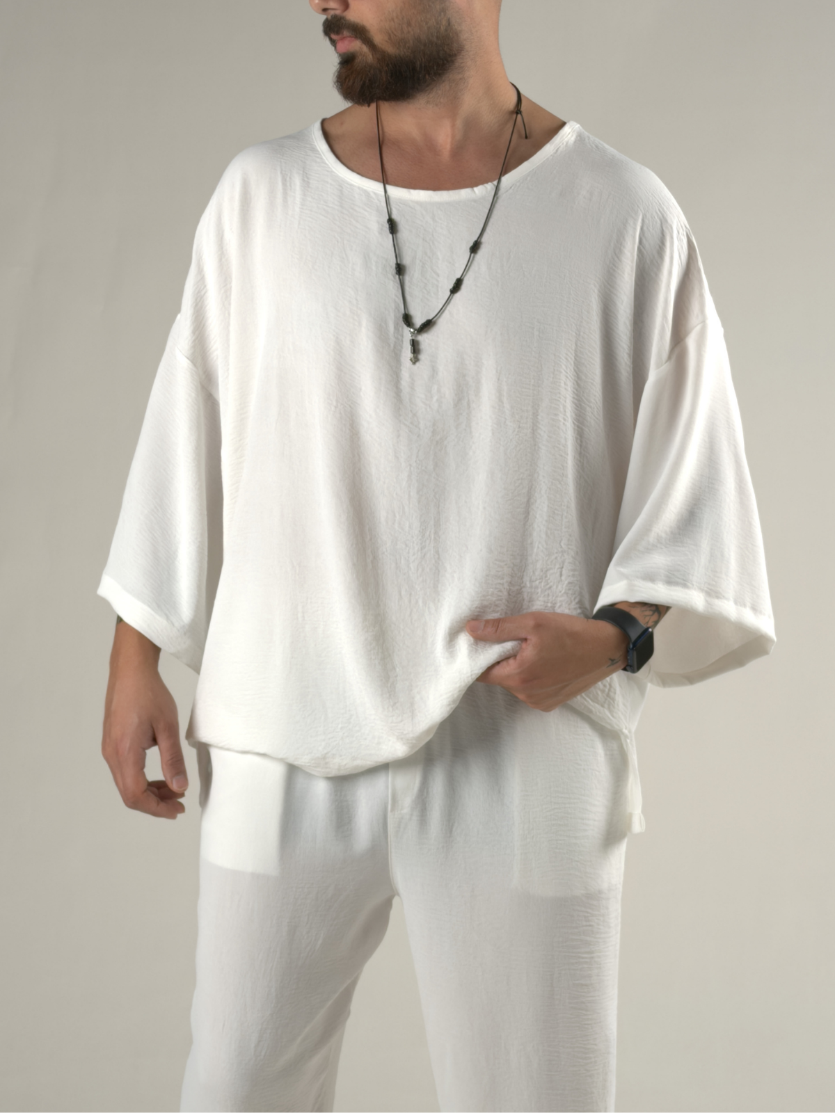 Oversize Ekru Keten Takım COC3205