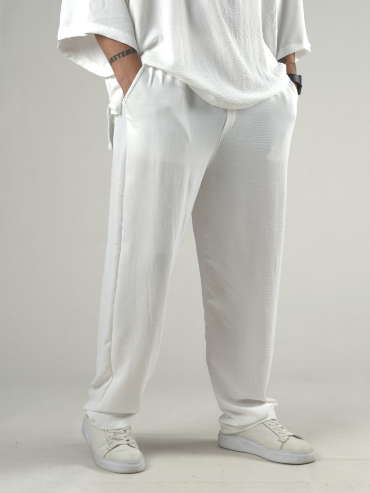 Oversize Ekru Keten Takım COC3205