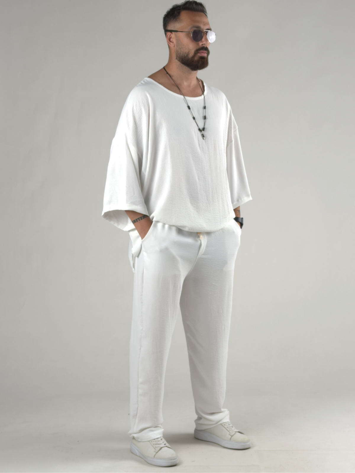Oversize Ekru Keten Takım COC3205