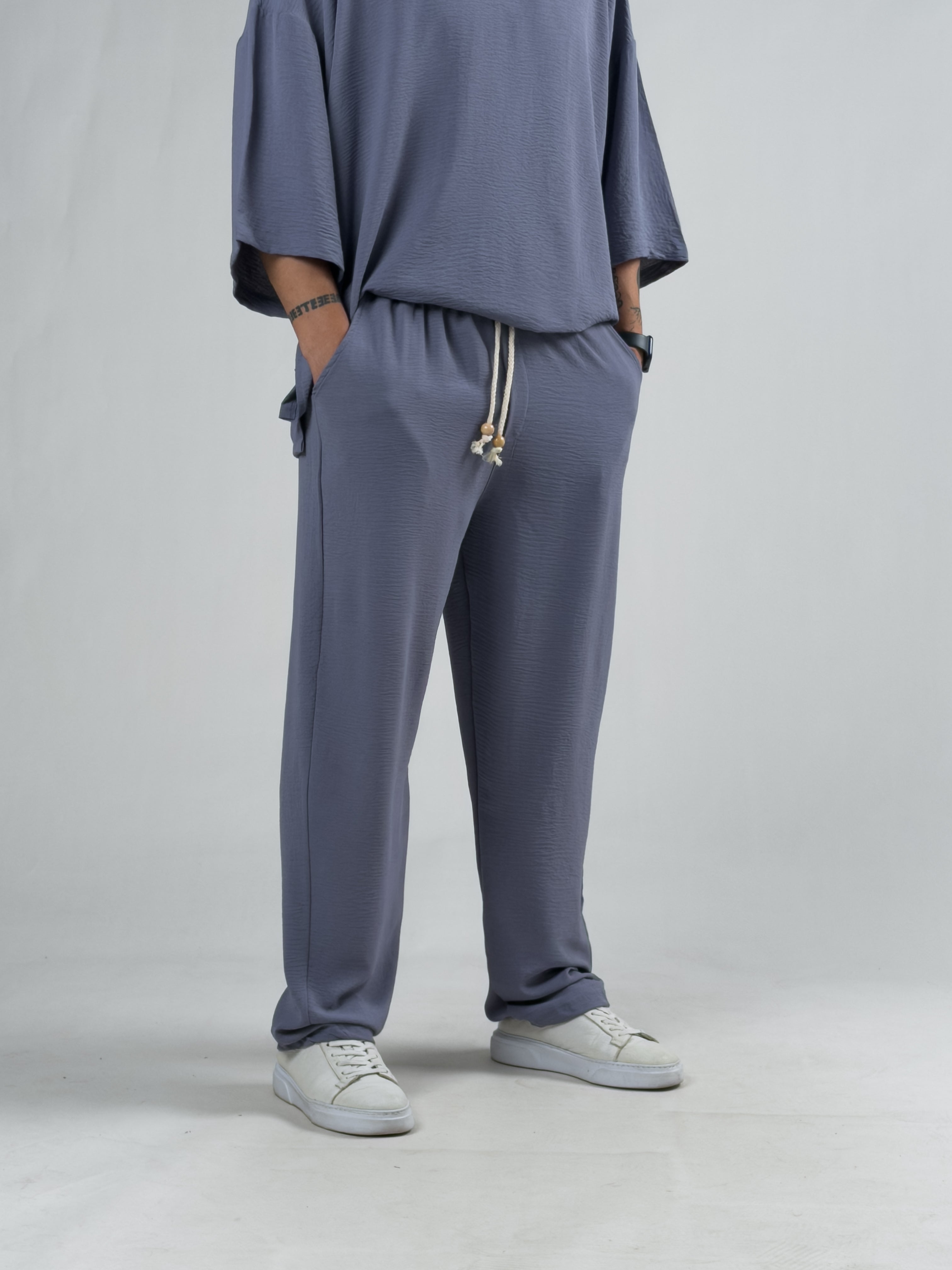Oversize Gri Keten Takım COC3201