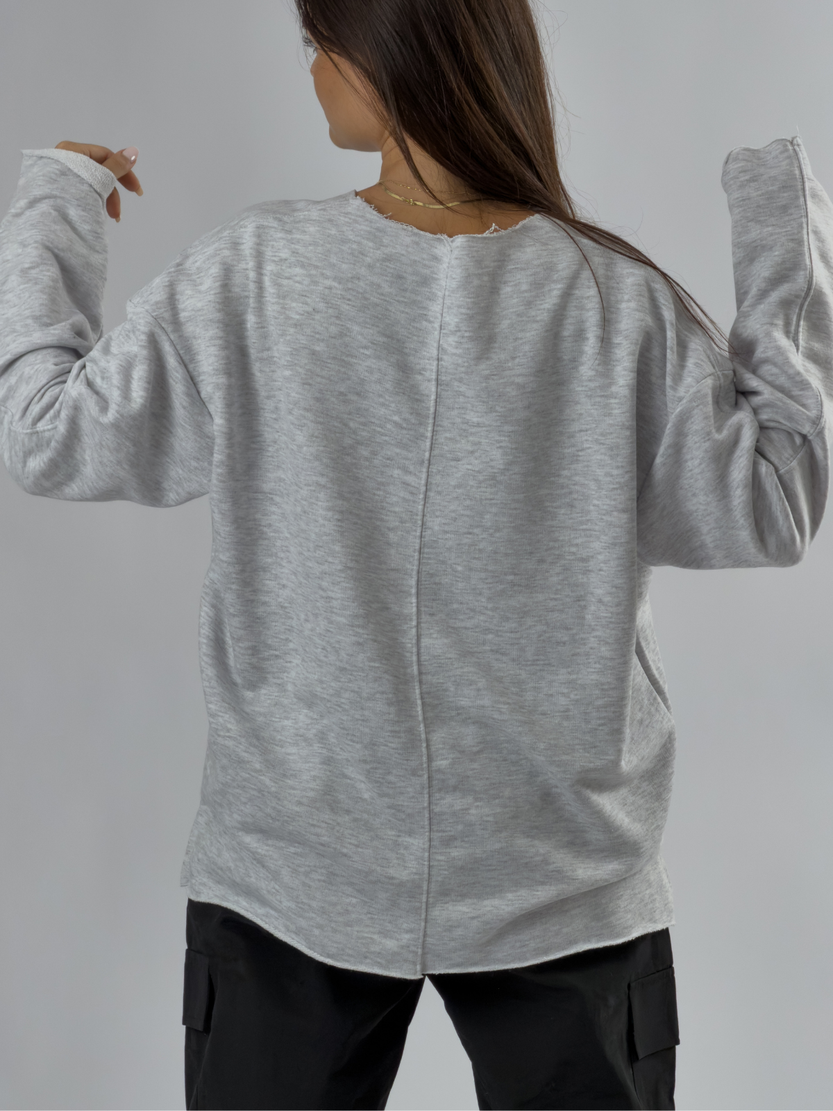 Oversize Gri Kadın Sweatshirt COC3434