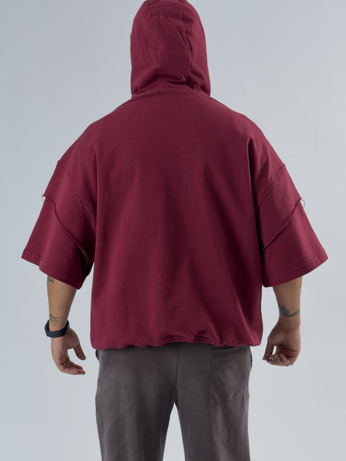 Oversize Kapüşonlu Bordo Erkek Hoodie COC3480