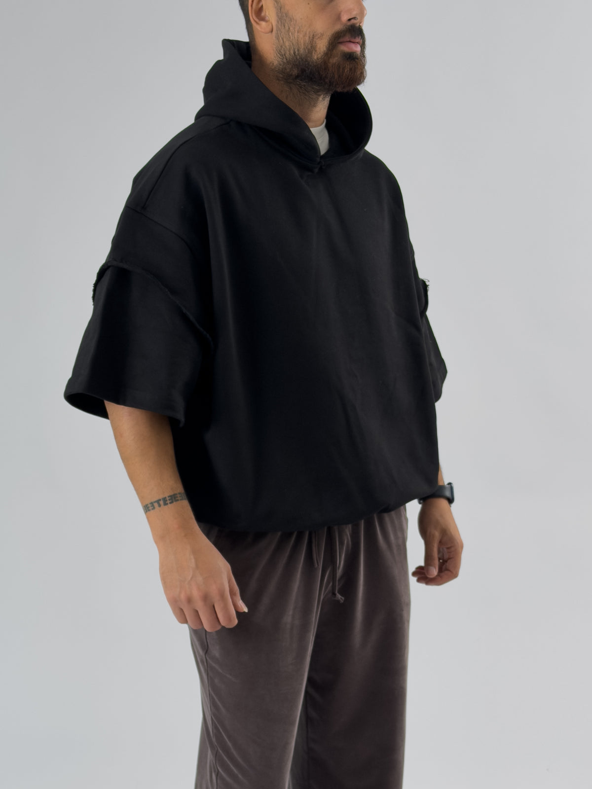 Oversize Kapüşonlu Siyah Erkek Hoodie COC3478