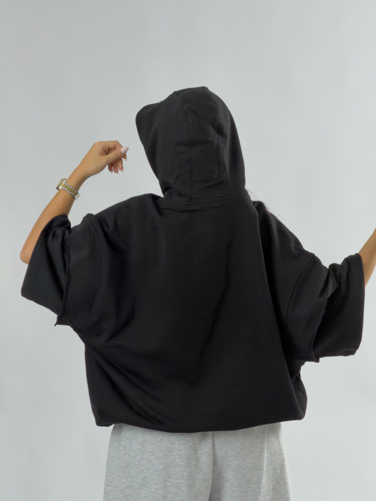 Oversize Kapüşonlu Siyah Kadın Hoodie COC3497