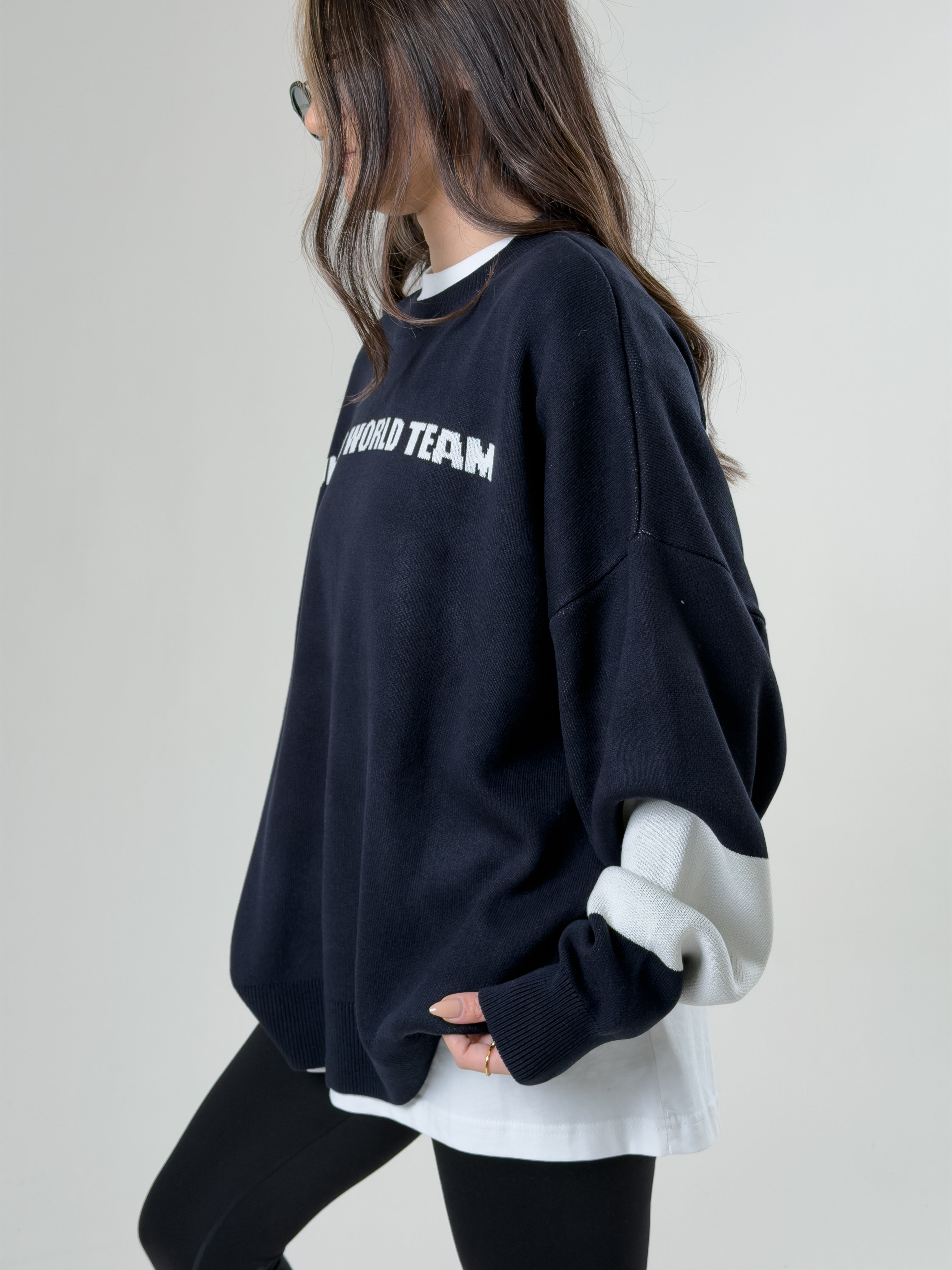Oversize New York Kadın Lacivert Triko COC2579