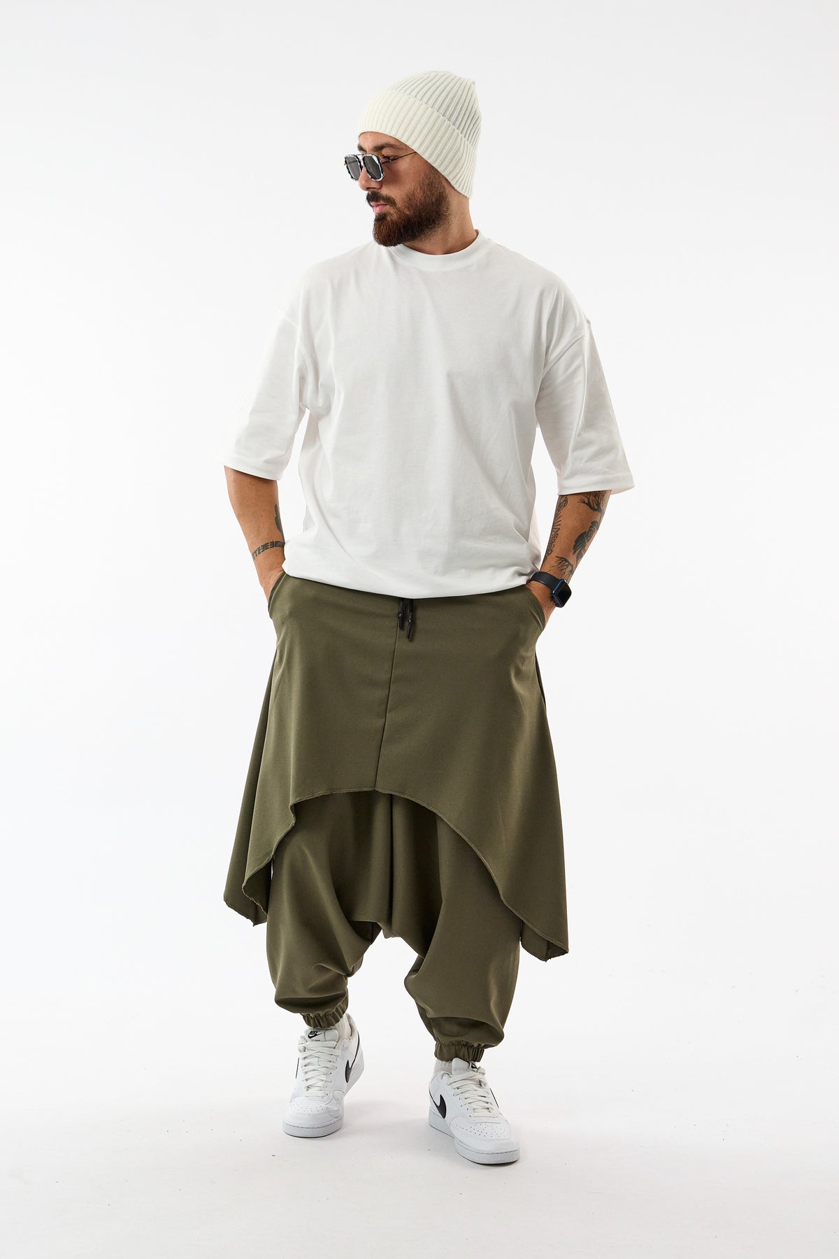 Oversize Şalvarlı Samurai Haki Erkek Pantolon COC3688