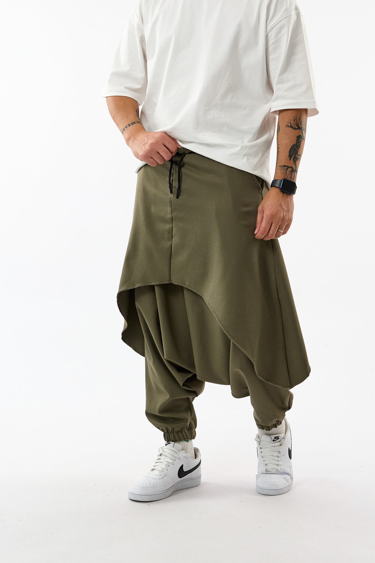 Oversize Şalvarlı Samurai Haki Erkek Pantolon COC3688
