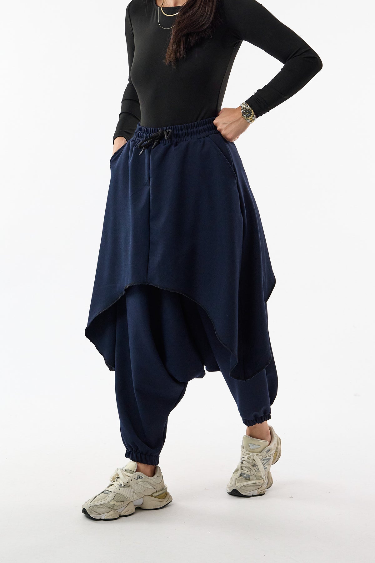 Oversize Şalvarlı Samurai Lacivert Kadın Pantolon COC3691