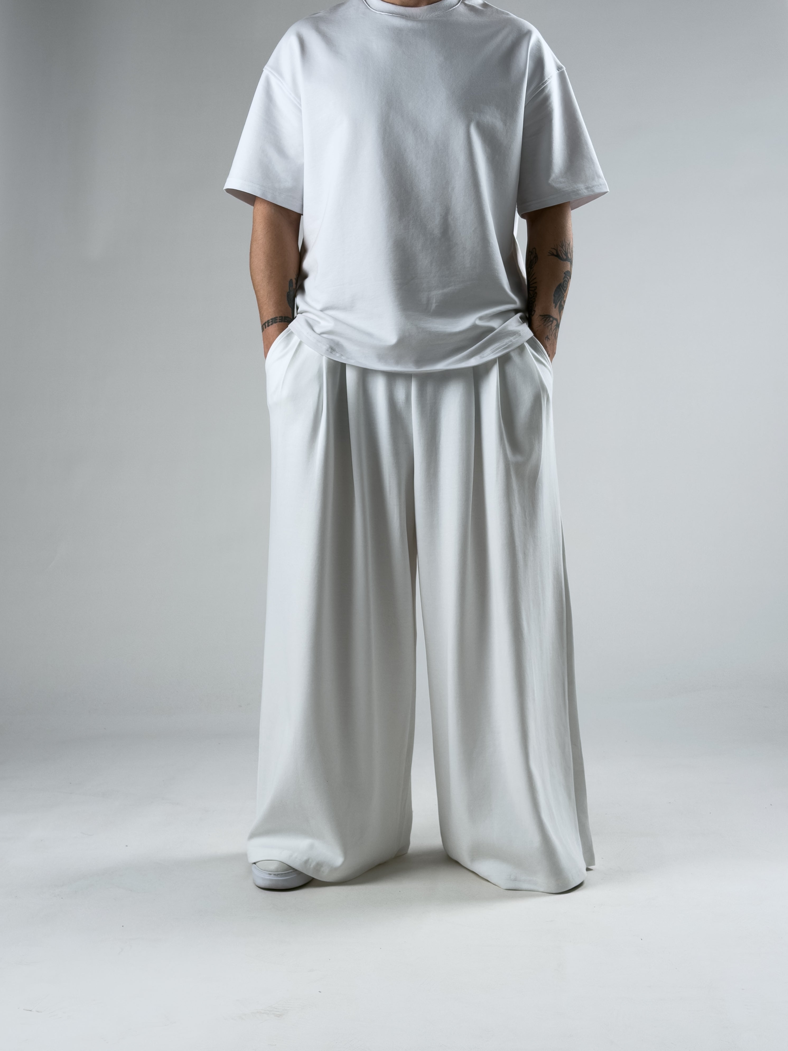 Oversize Samurai Beyaz Erkek Pantolon COC2905