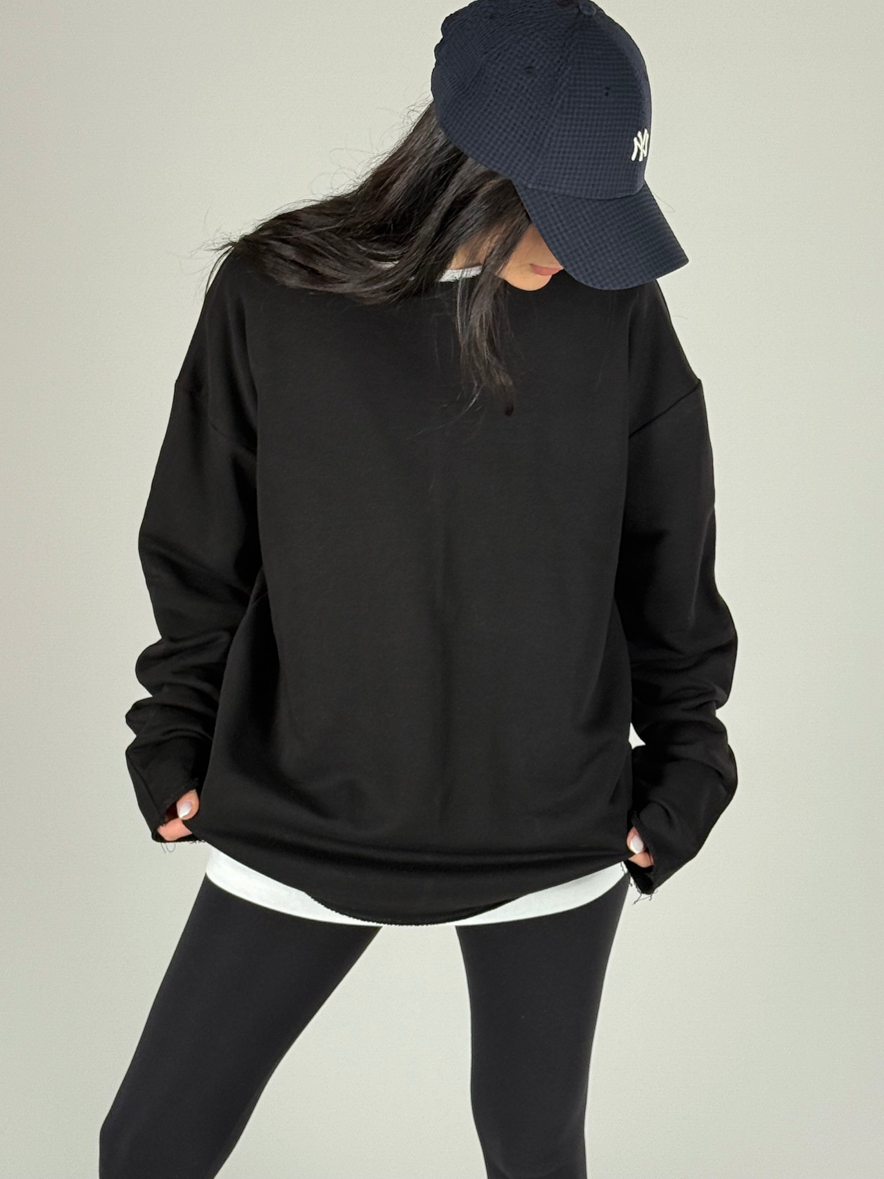 Oversize Siyah Kadın Sweat COC1190