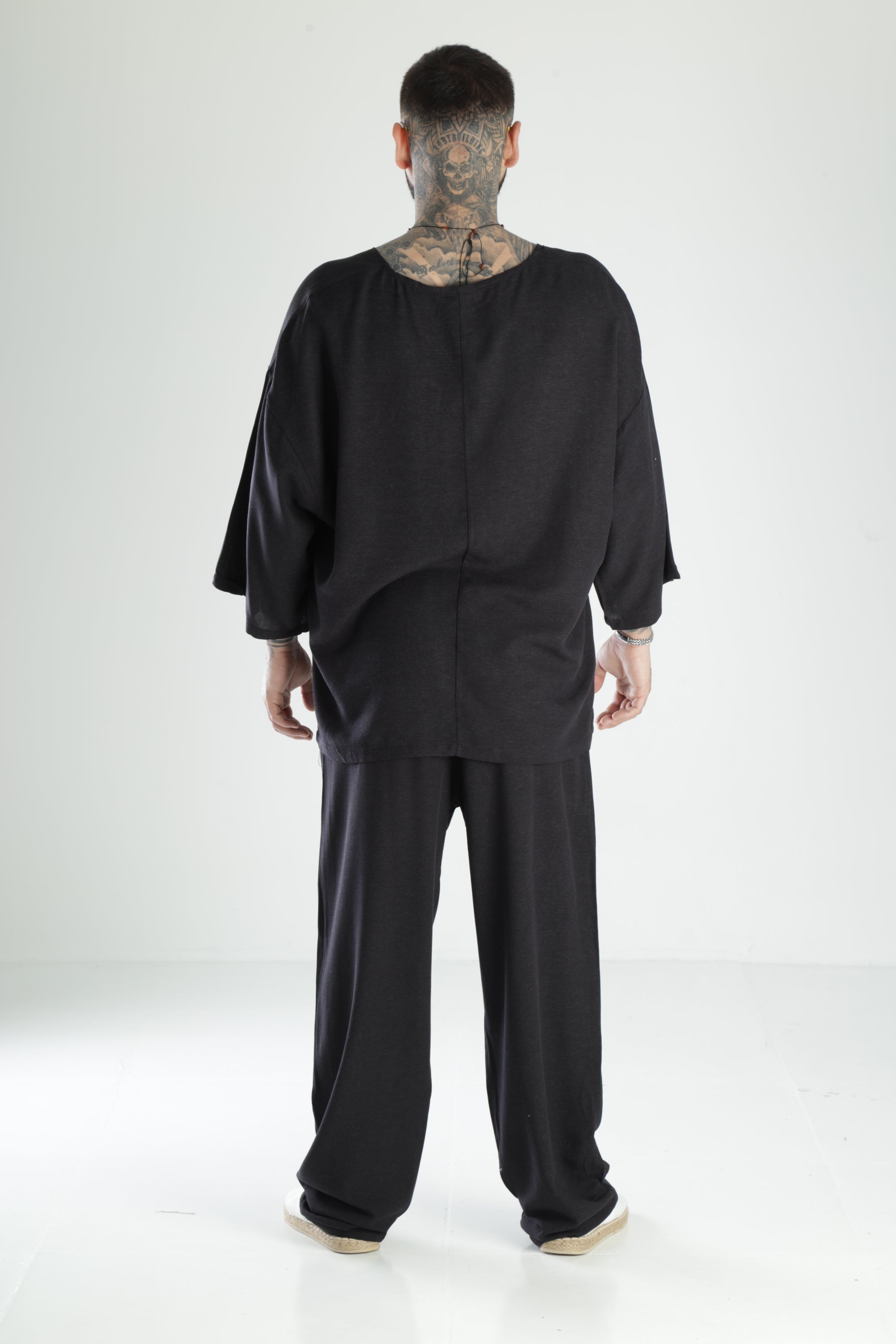 Oversize Siyah Keten Takım COC3211
